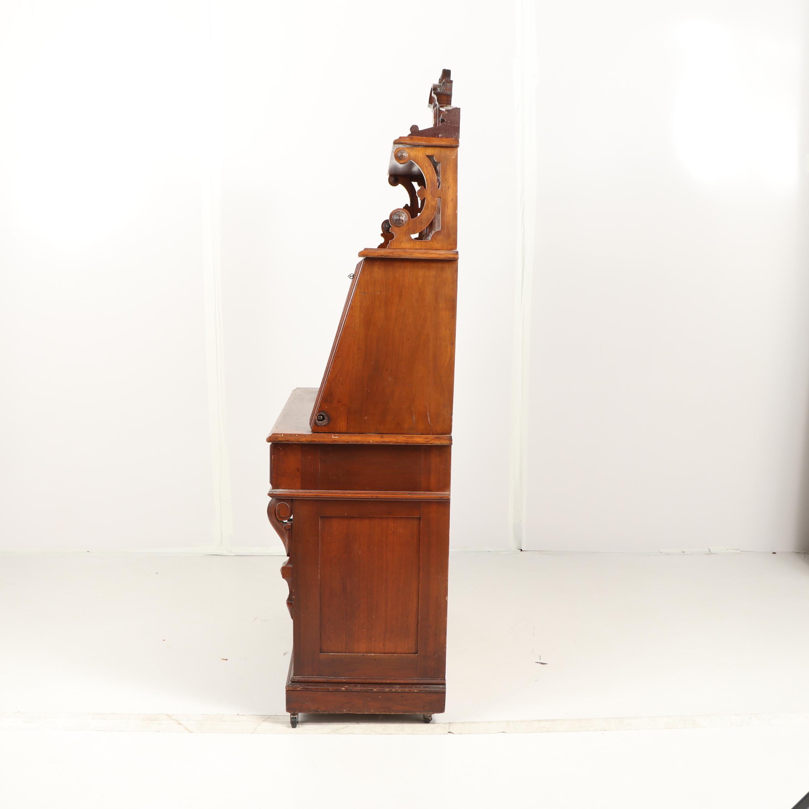 Eastlake Burl and Walnut Secretary, 19th Century