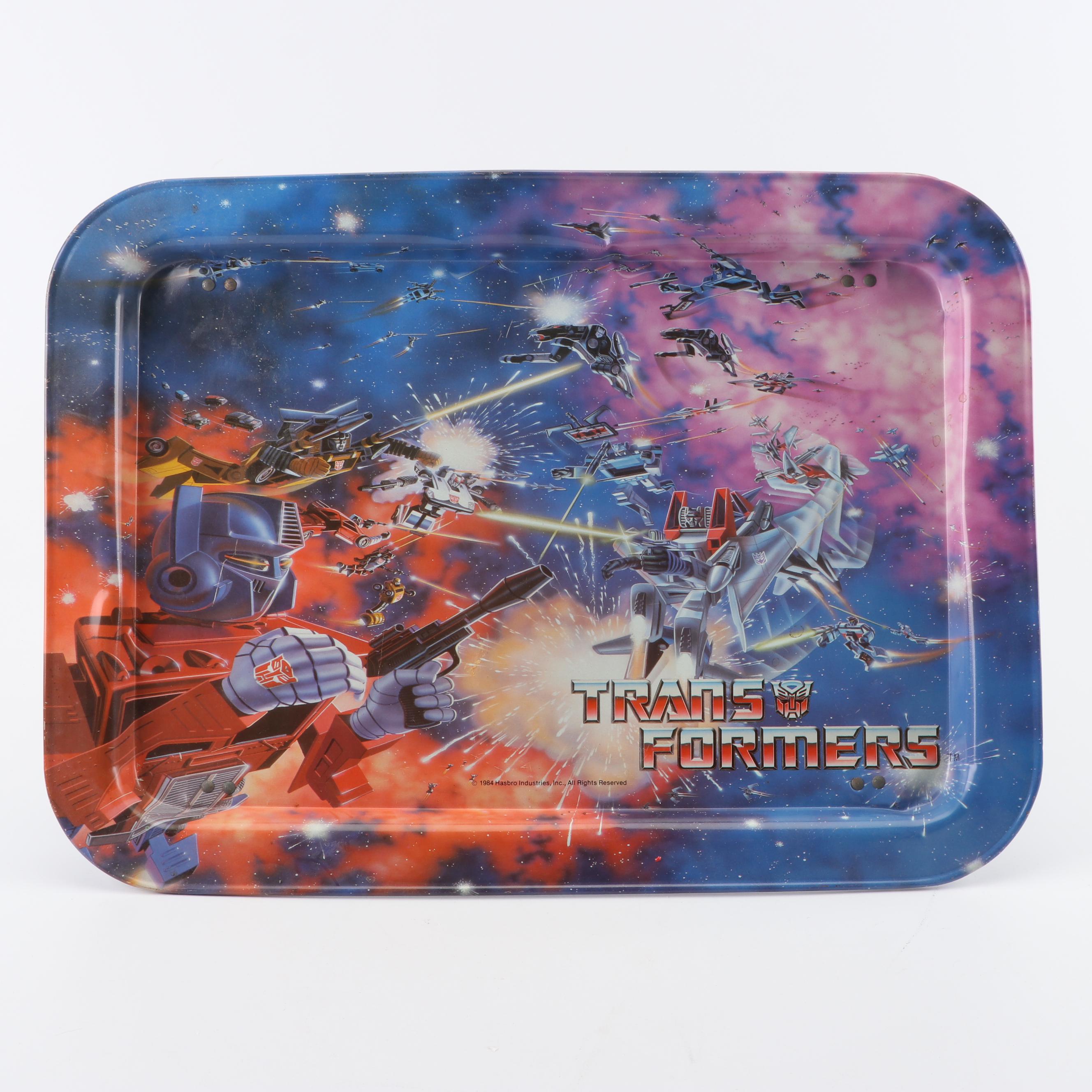 Vintage Transformers Lunchbox, Dinner Tray and Action Figures