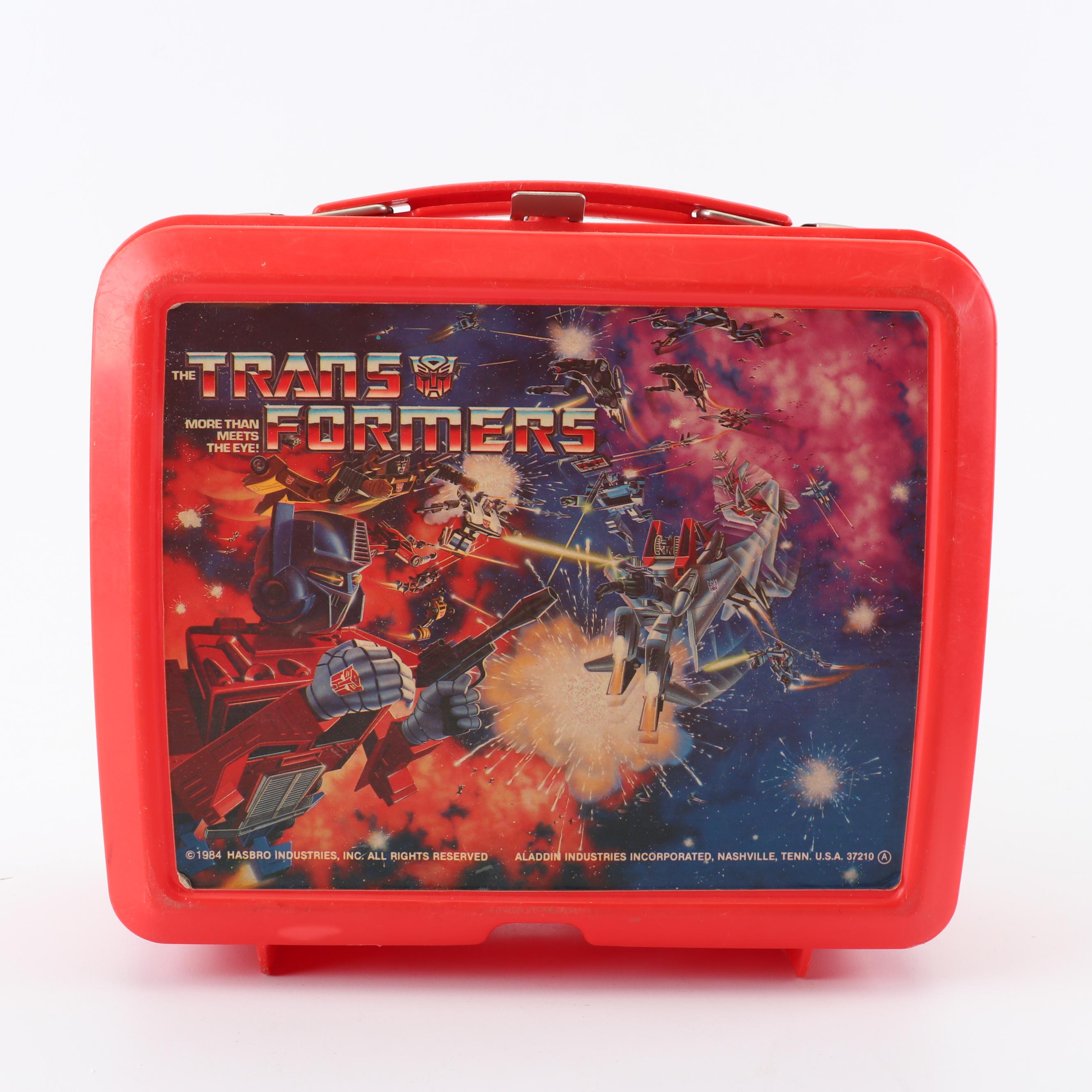 Vintage Transformers Lunchbox, Dinner Tray and Action Figures