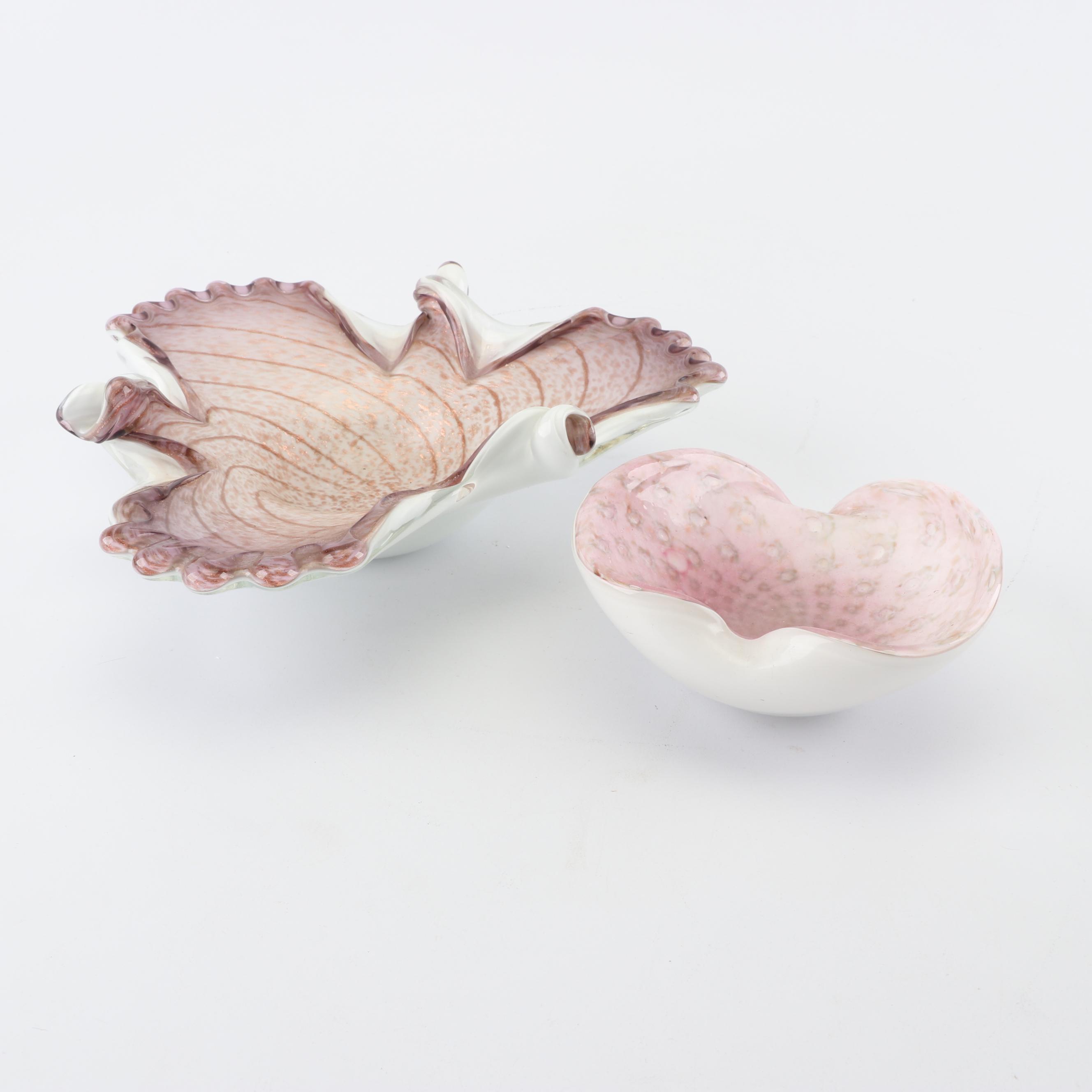 Murano Style Cased Blown Glass Bowls