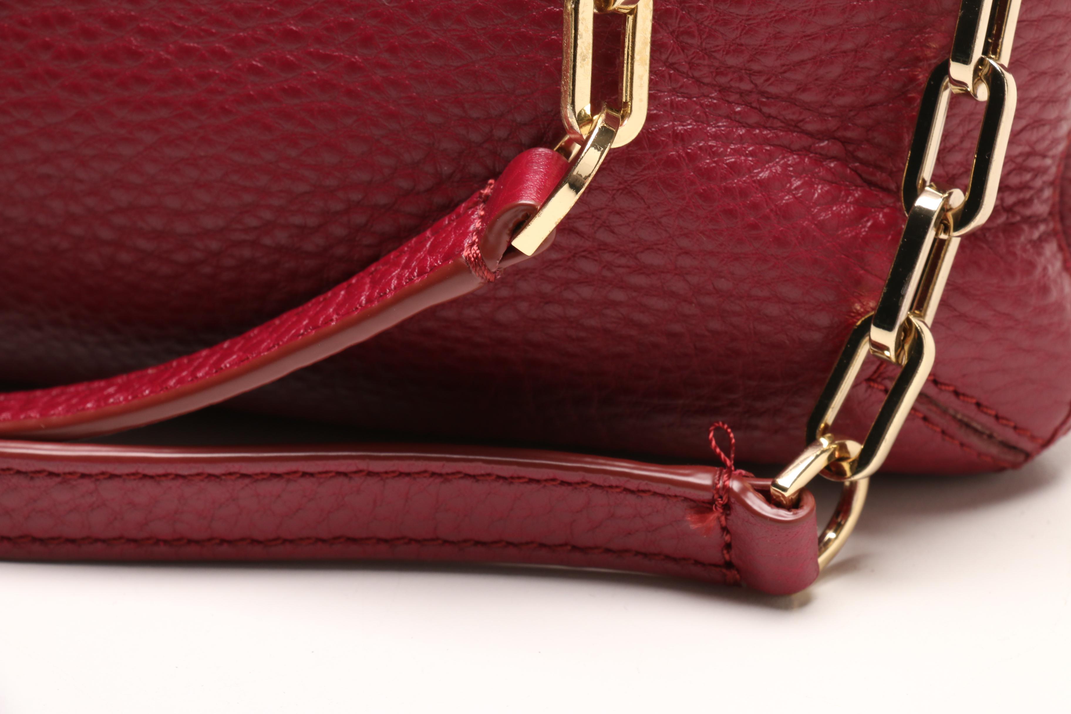 Tory Burch Burgundy Leather Shoulder Bag