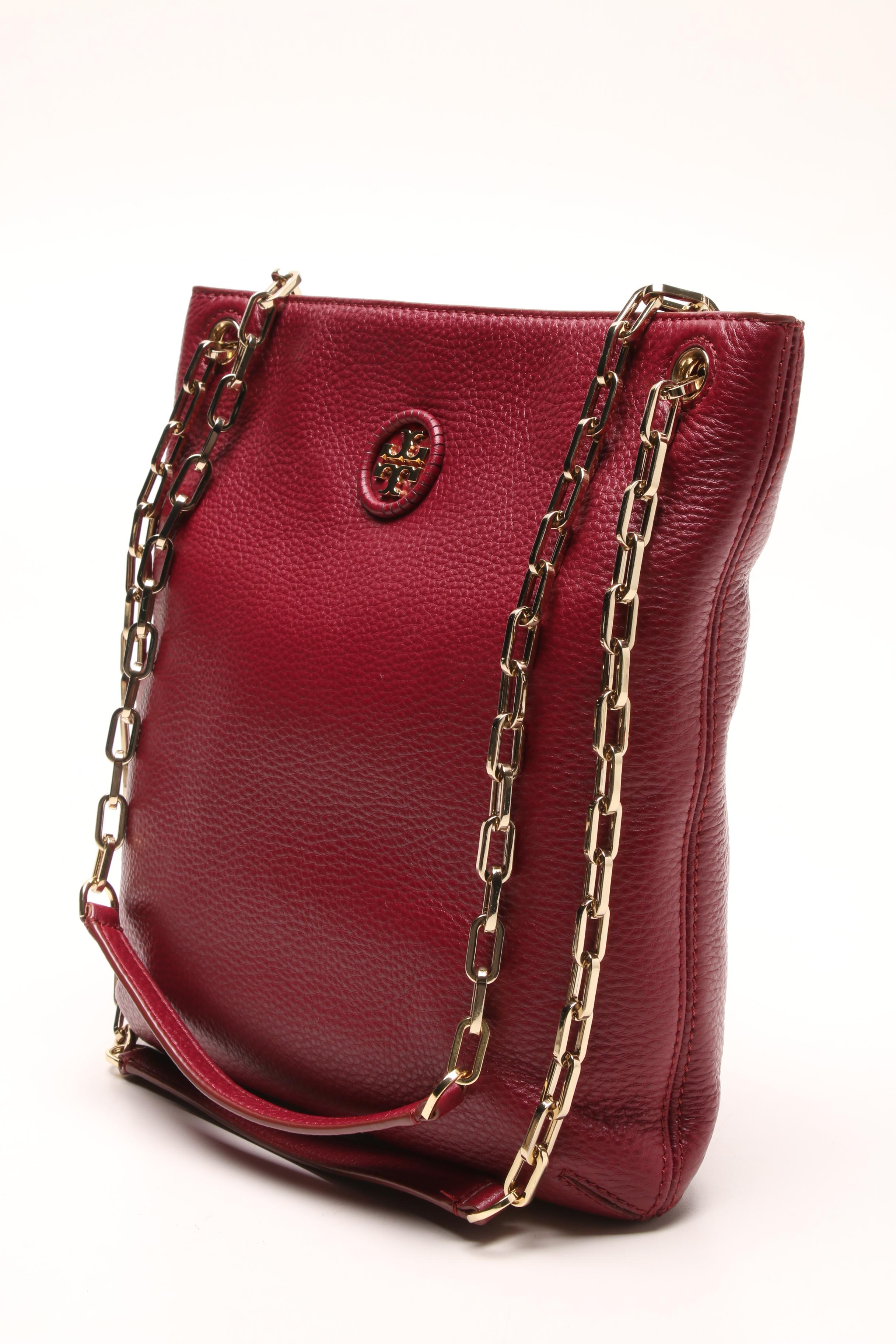Tory Burch Burgundy Leather Shoulder Bag