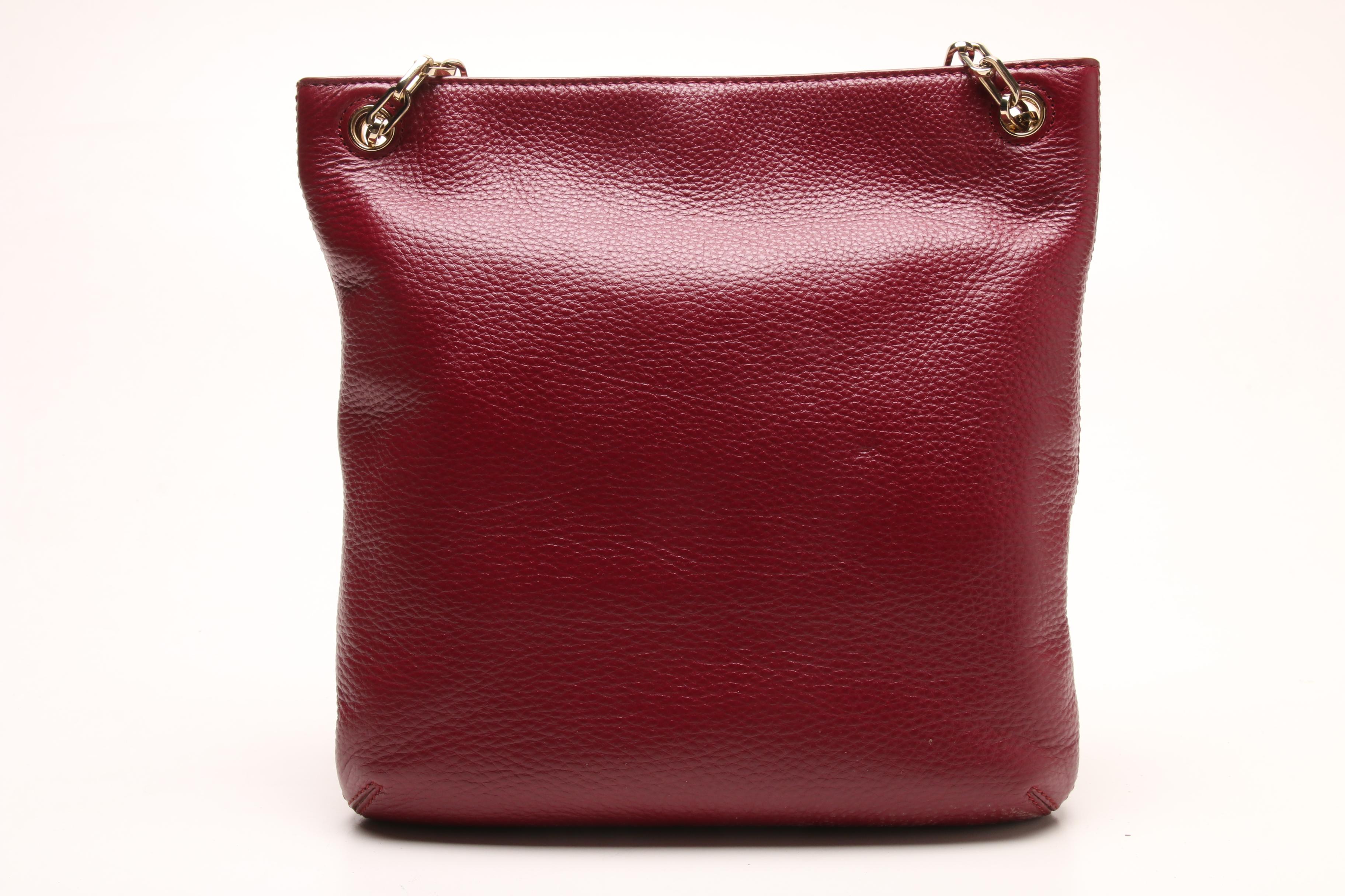 Tory Burch Burgundy Leather Shoulder Bag