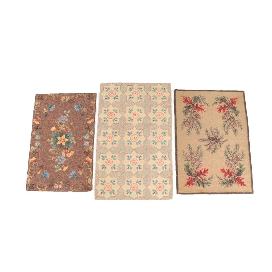 Hand-Hooked Floral and Foliate Themed Rugs