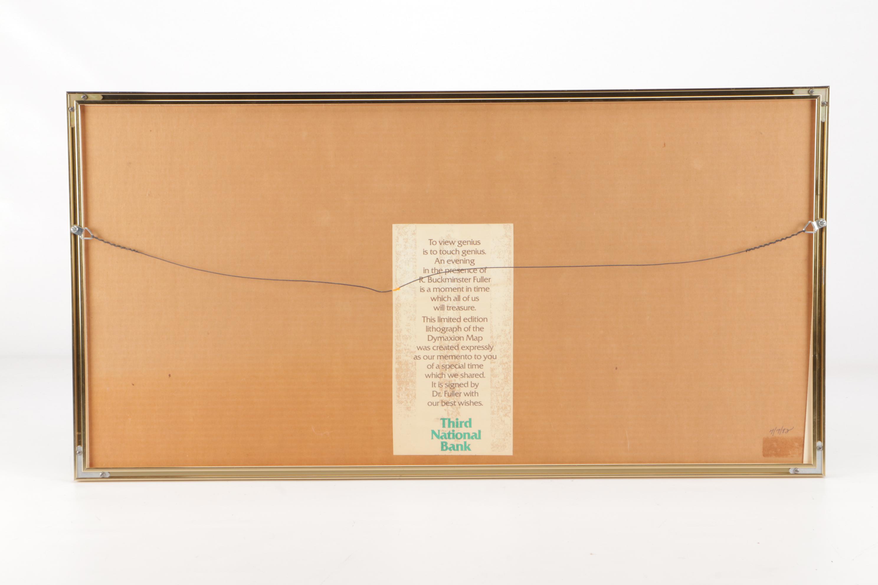 Buckminster Fuller Limited Edition Offset Lithograph of World Map