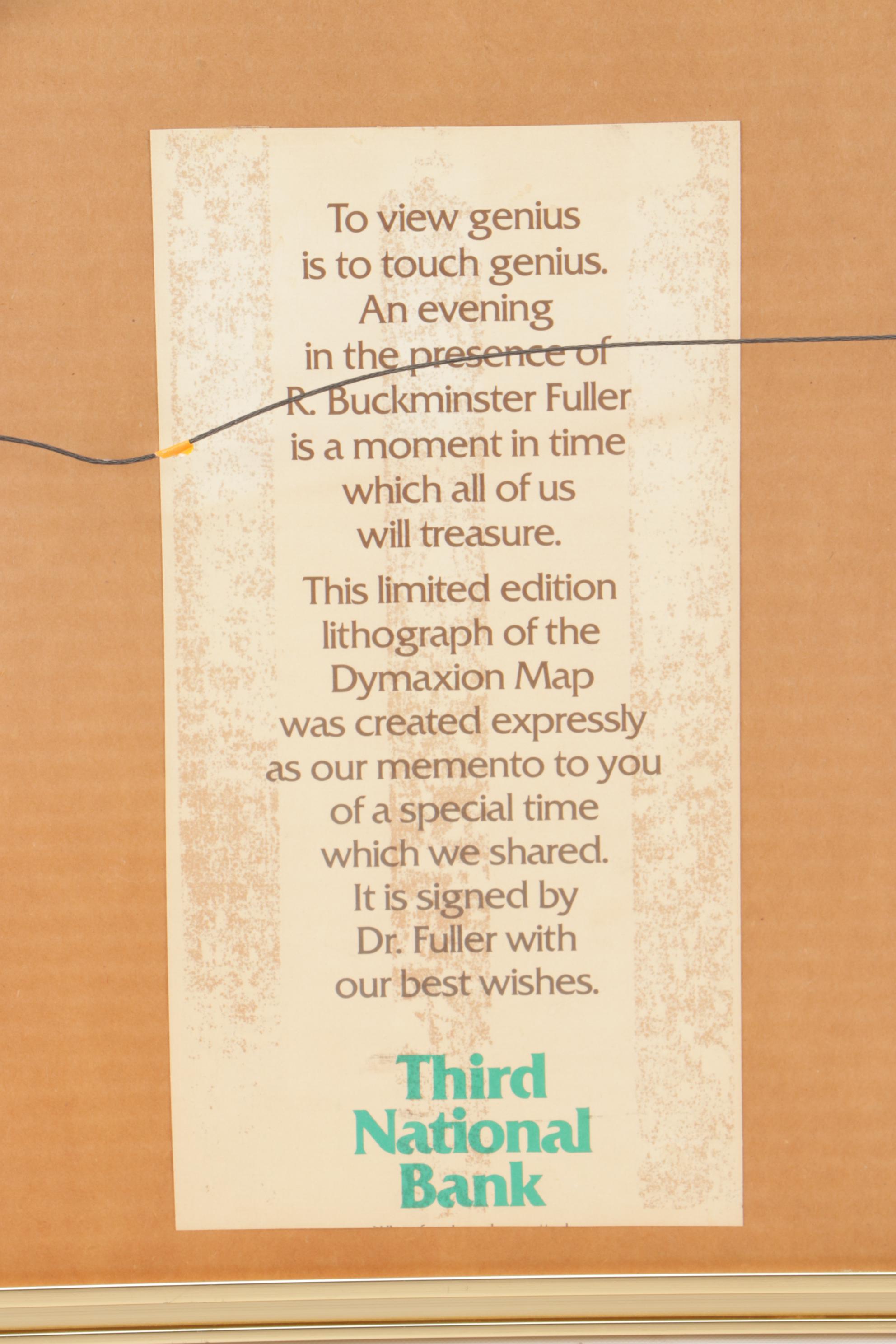 Buckminster Fuller Limited Edition Offset Lithograph of World Map