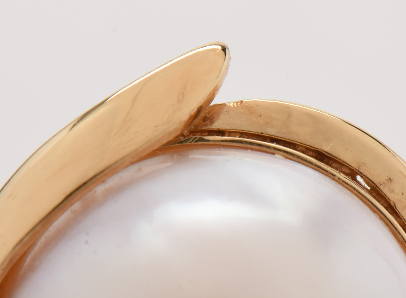 14K Yellow Gold Cultured Mabe Pearl Omega Back Earrings