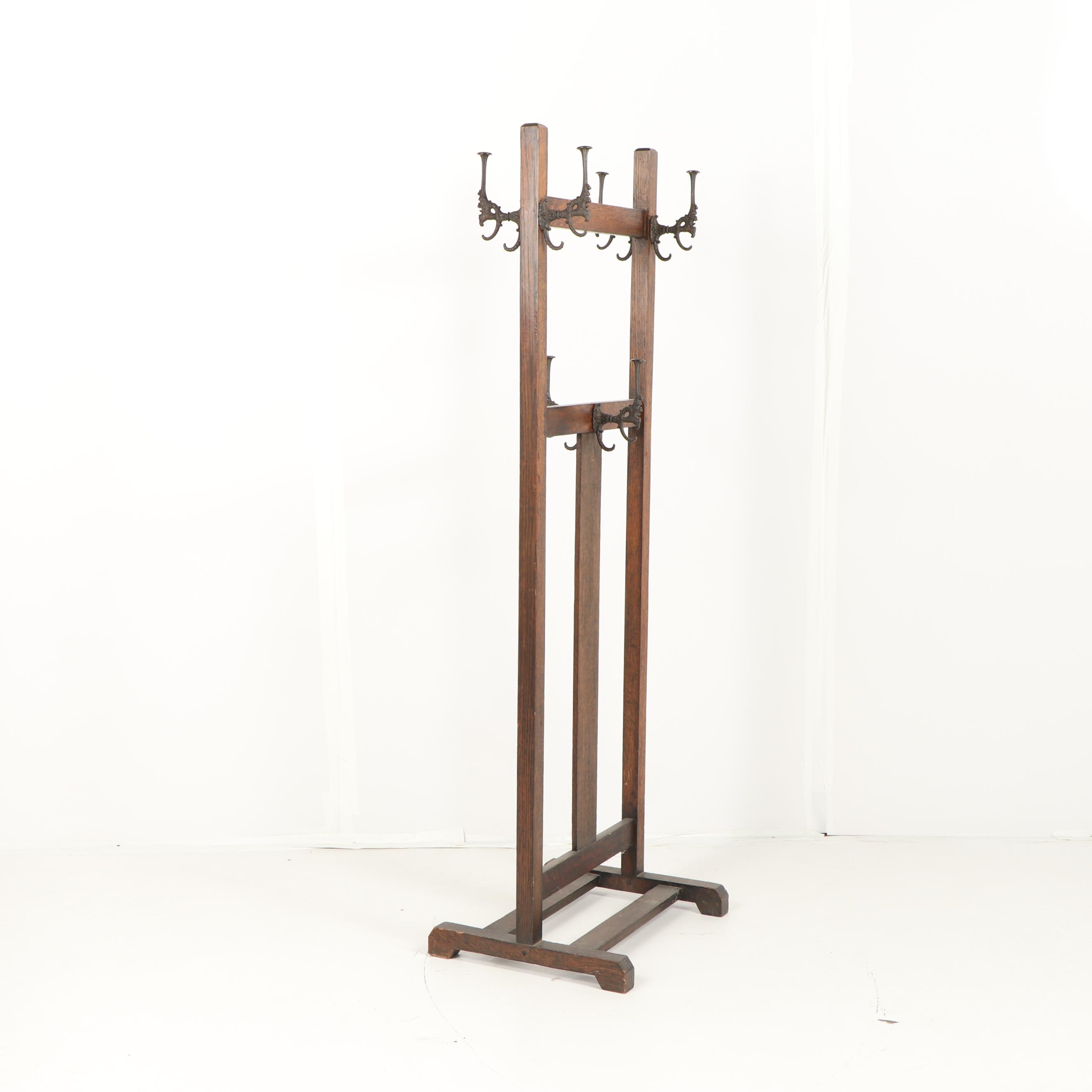 Oak Coat Rack, Early 20th Century