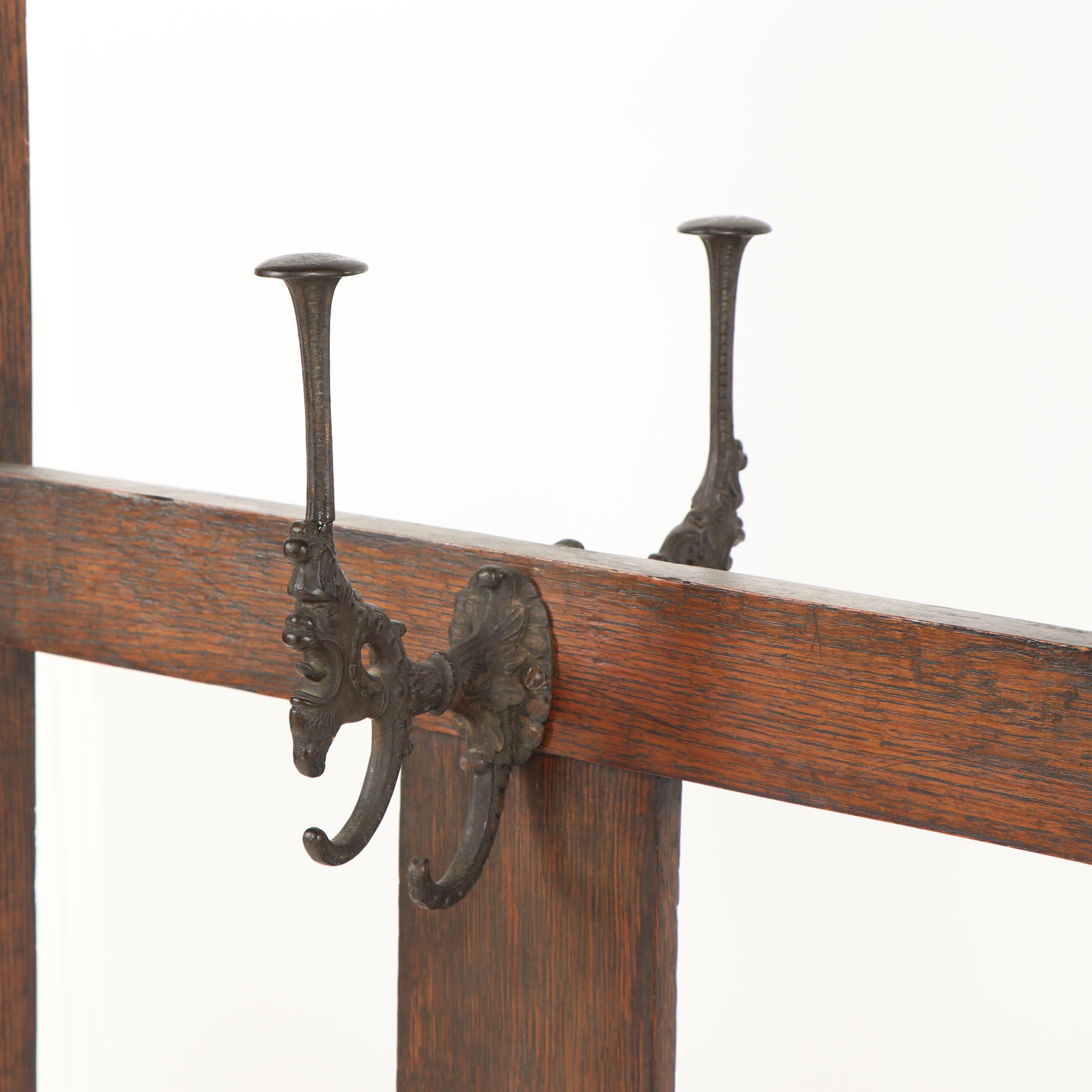 Oak Coat Rack, Early 20th Century