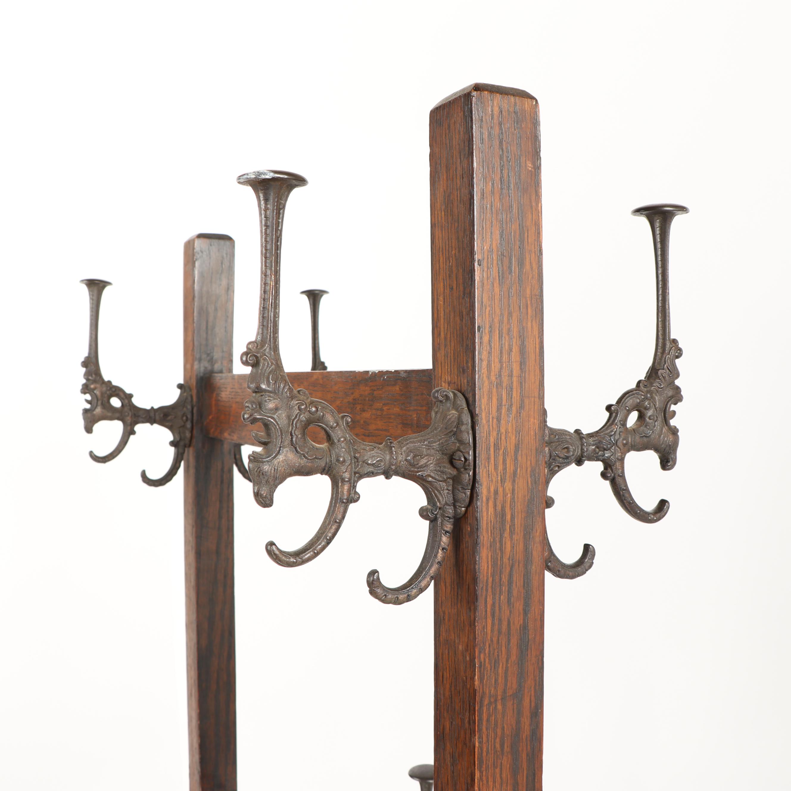 Oak Coat Rack, Early 20th Century