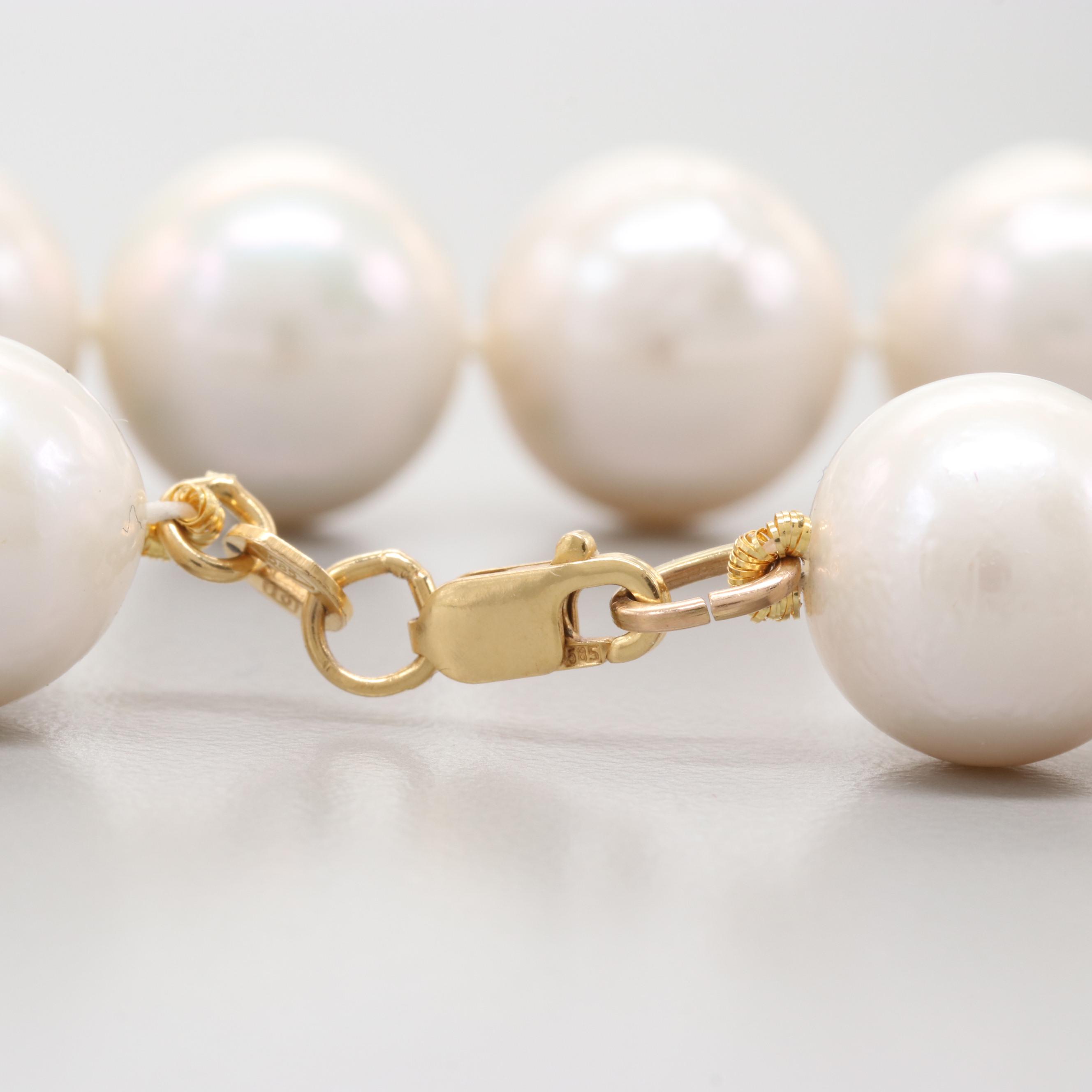 14K Yellow Gold Cultured Pearl Necklace
