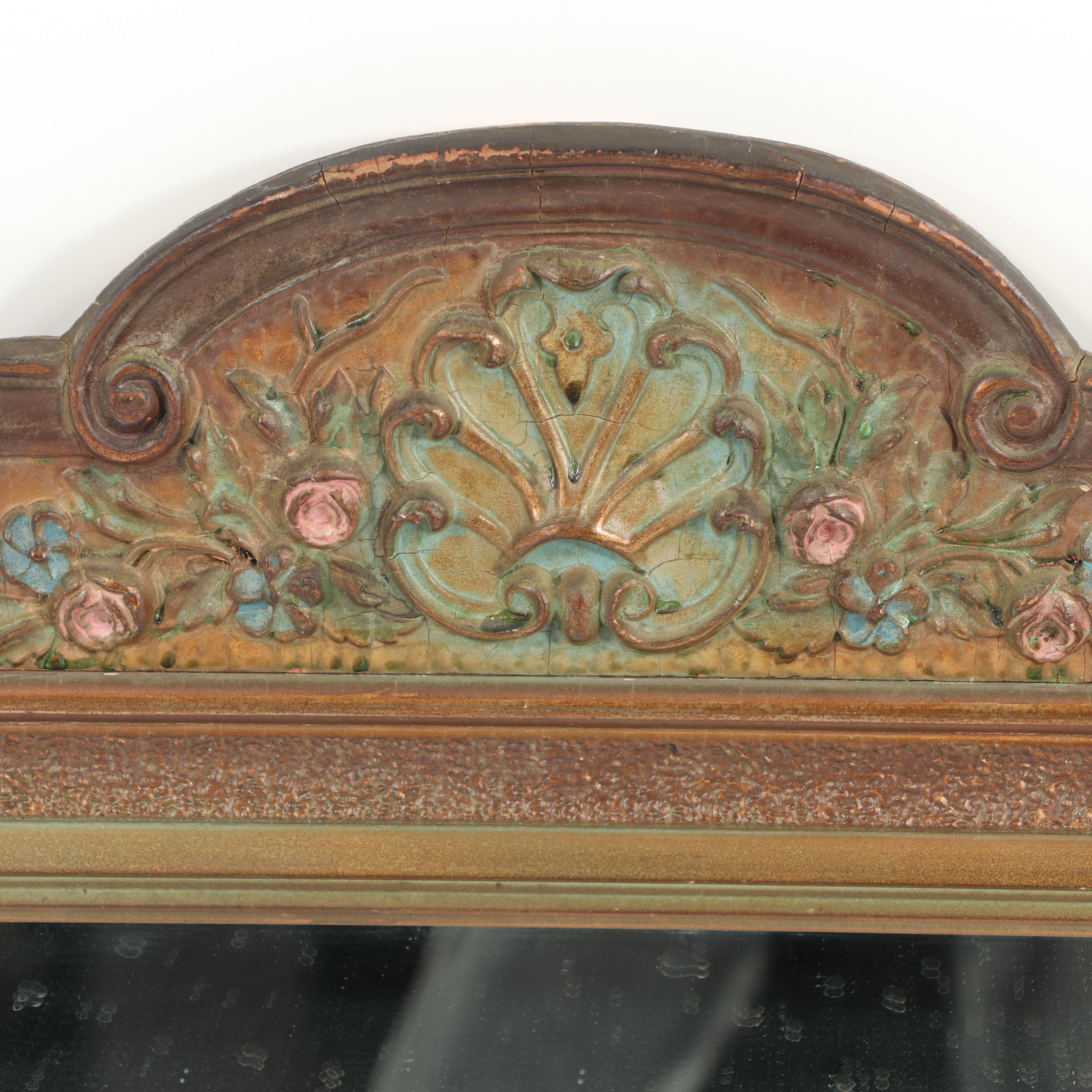 Painted Gesso on Wood Mantel Mirror