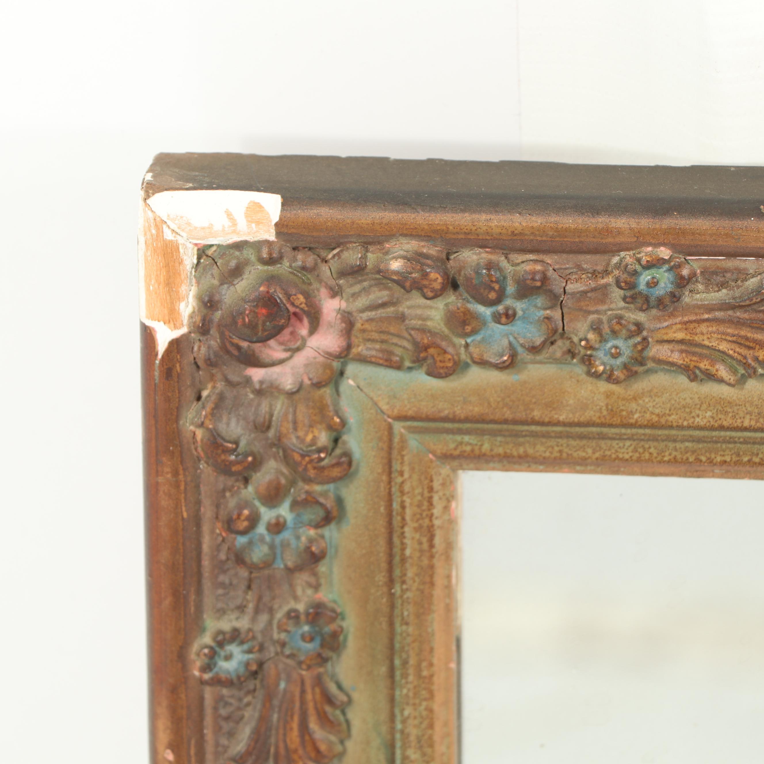 Painted Gesso on Wood Mantel Mirror