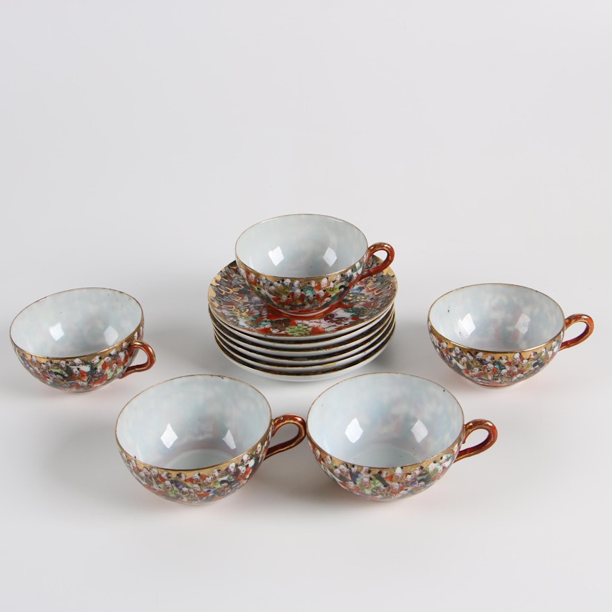 Japanese Kutani "Thousand Faces" Porcelain Tea Set