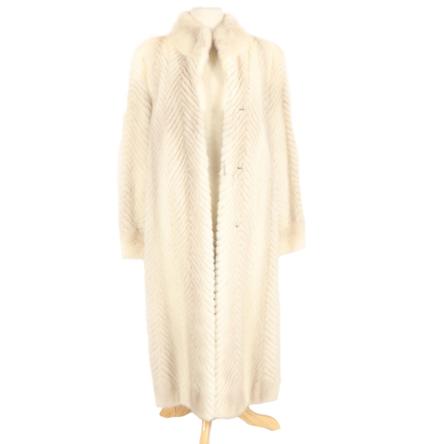 Vintage Amoress Furmakers Chevron Saga Tourmaline Mink Fur Coat