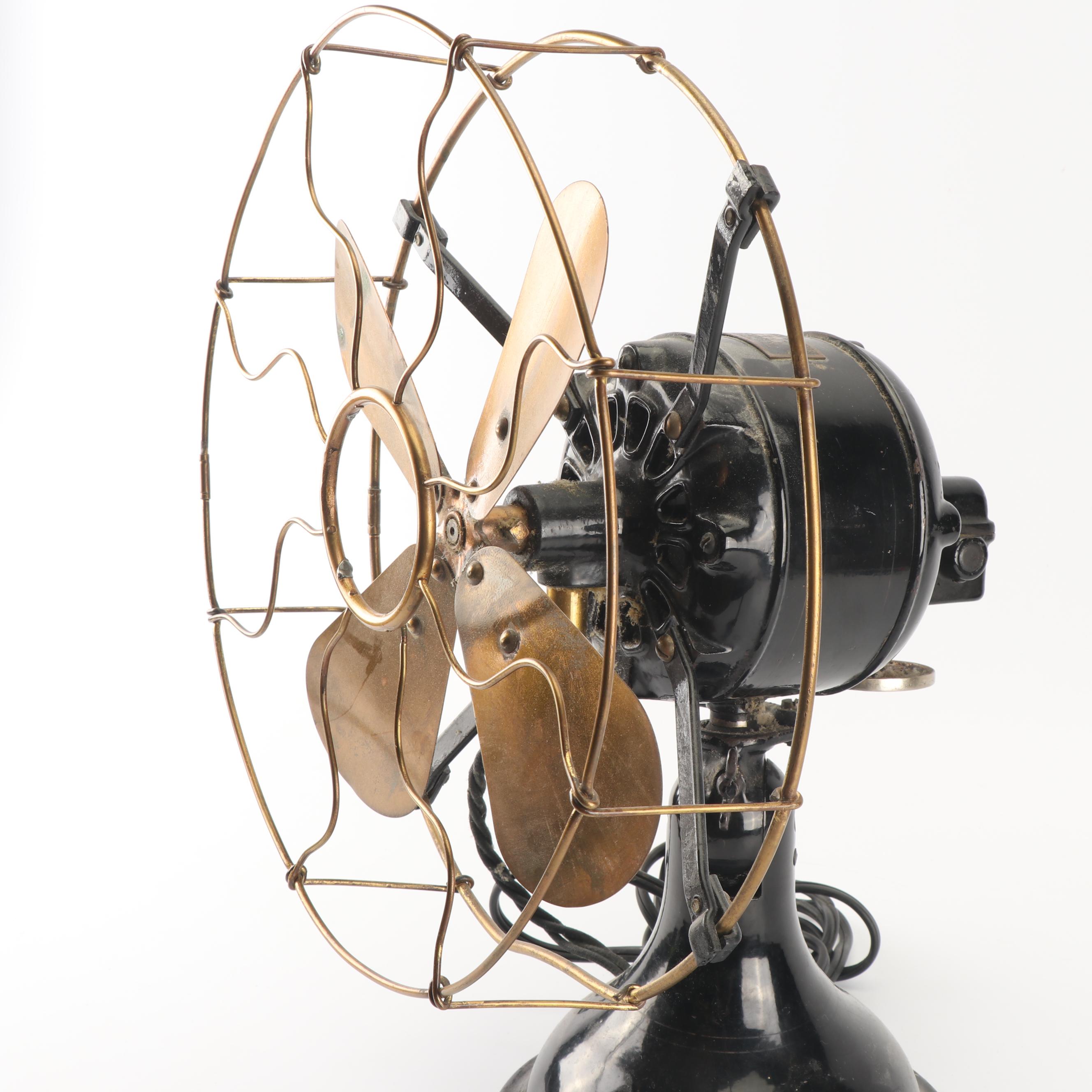 Vintage Robbins & Myers Table Fan with Brass Blades