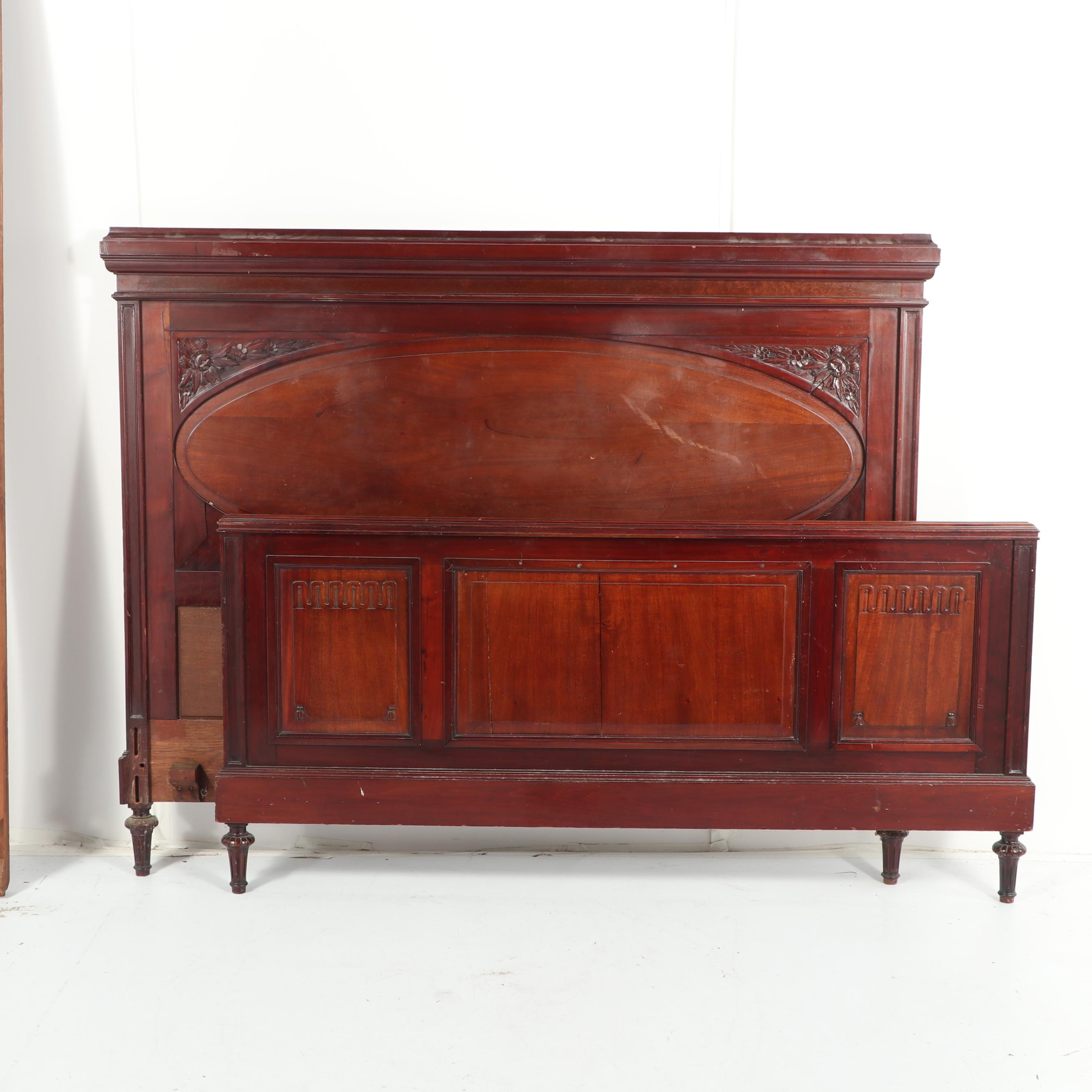 Victorian Style Mahogany Queen Size Bed Frame, Mid 20th Century