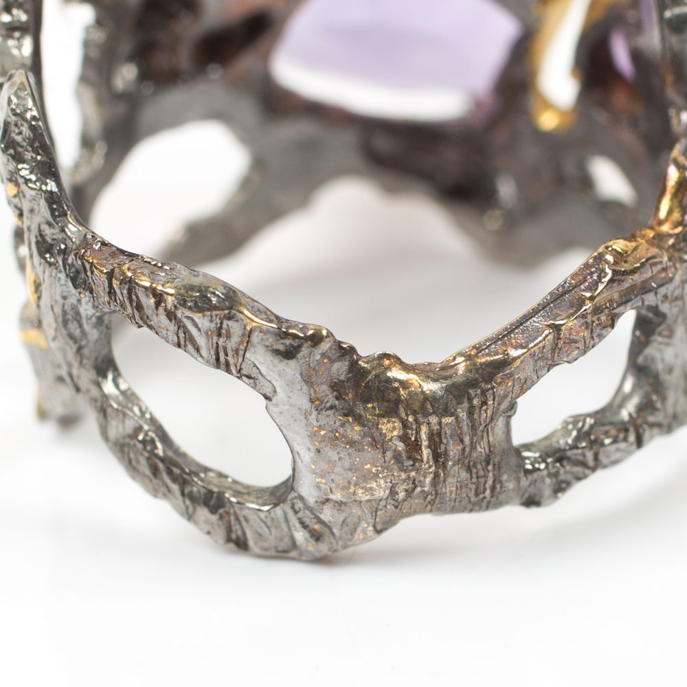 Sterling 7.62 CTW Amethyst, Topaz, Sapphire and Cubic Zirconia Ring