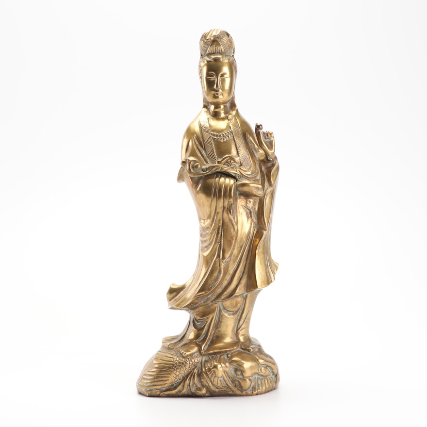 Chinese Guanyin Brass Statue