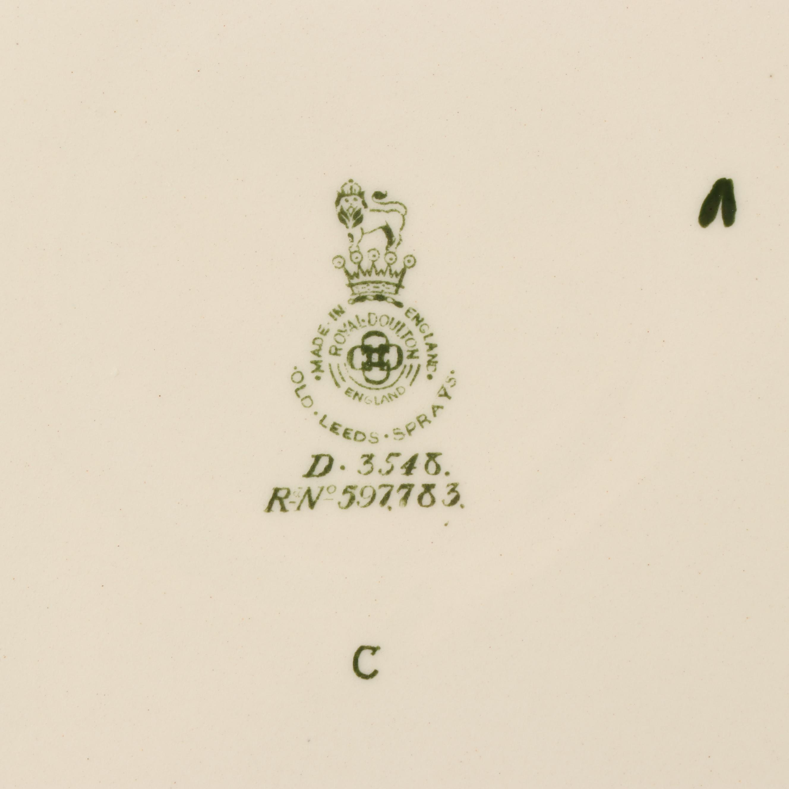 Royal Doulton "Old Leeds Spray" Earthenware Dinnerware, Circa 1912