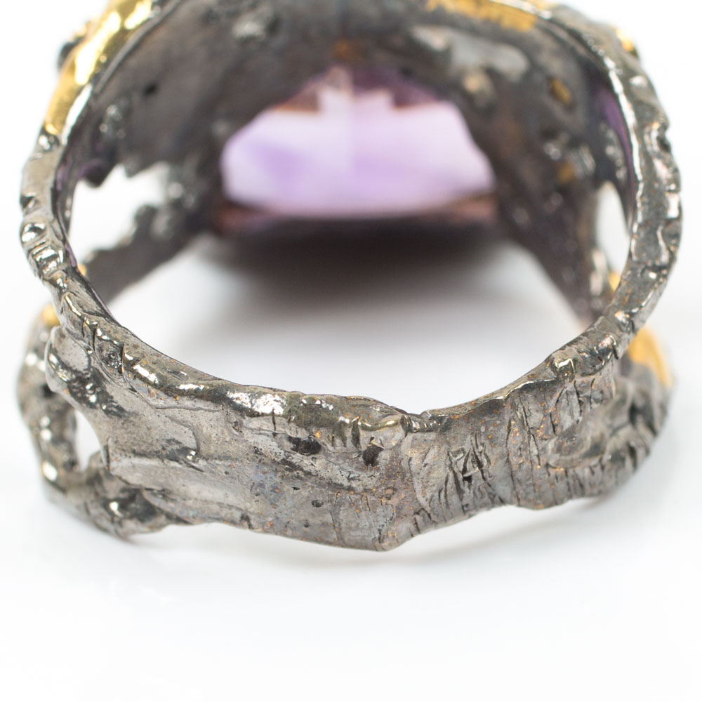 Sterling 6.45 CT Amethyst, Sapphire, Topaz and Cubic Zirconia Ring