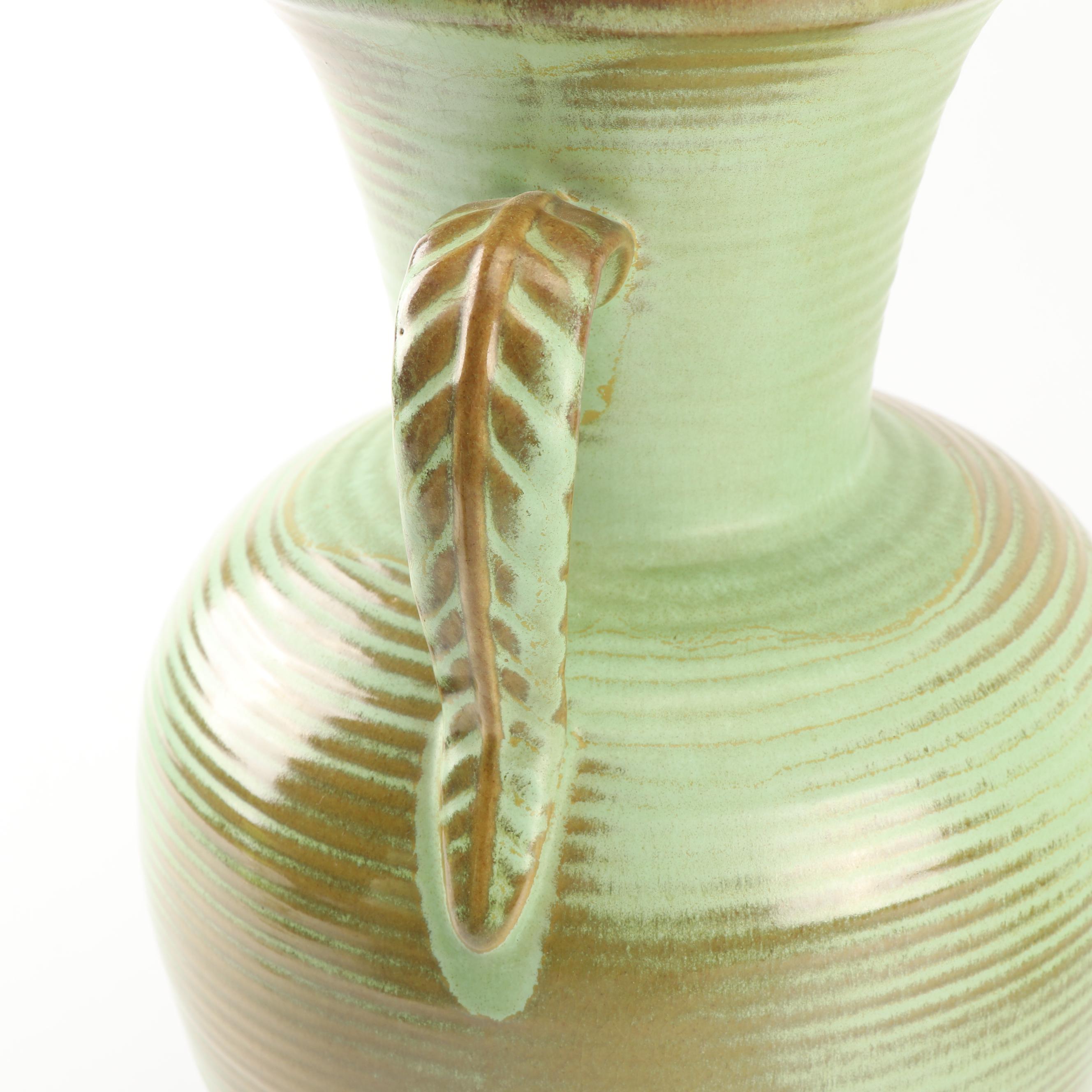 Frankoma Pottery "Prairie Green" Teapot, Pitcher, Cup, and Vase