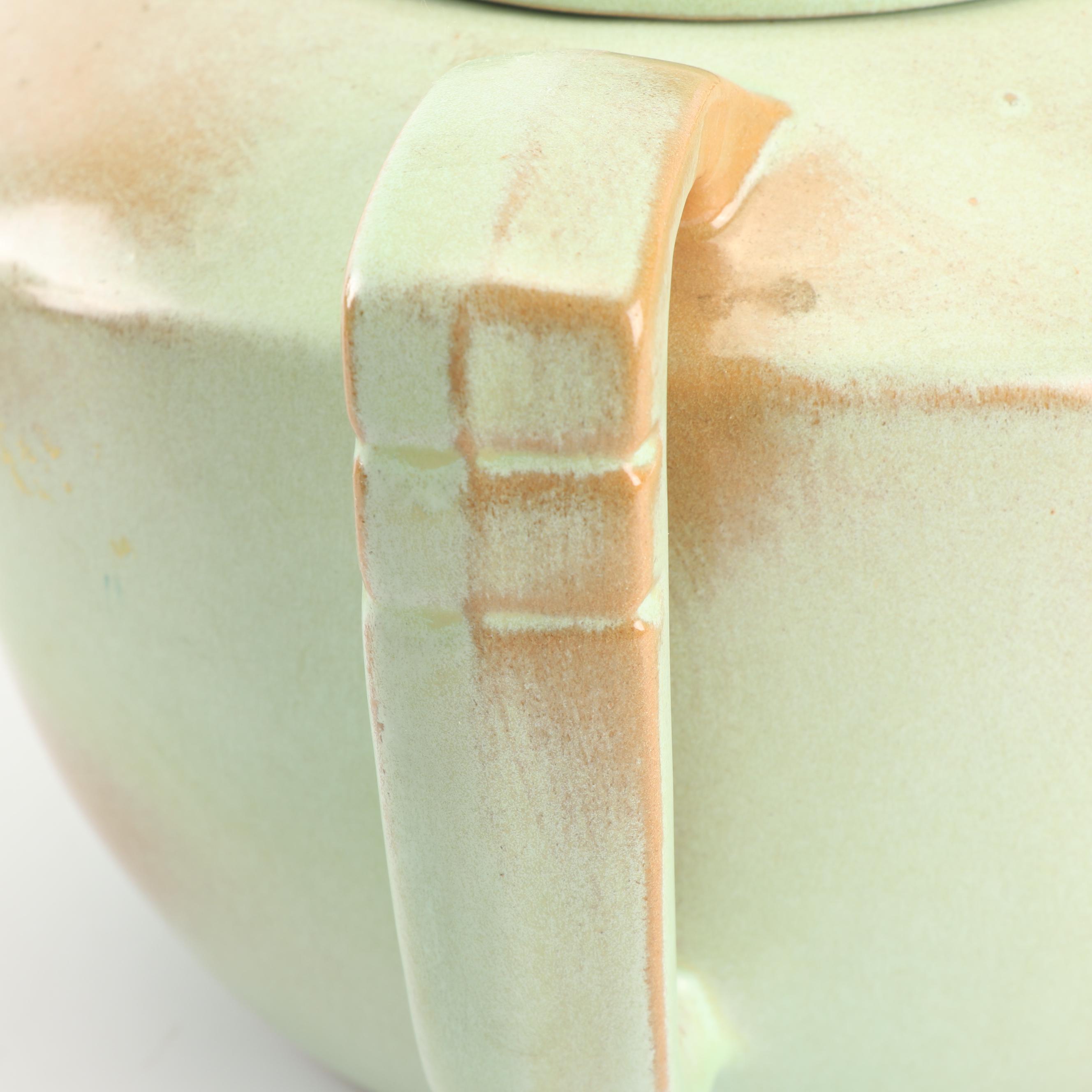 Frankoma Pottery "Prairie Green" Teapot, Pitcher, Cup, and Vase