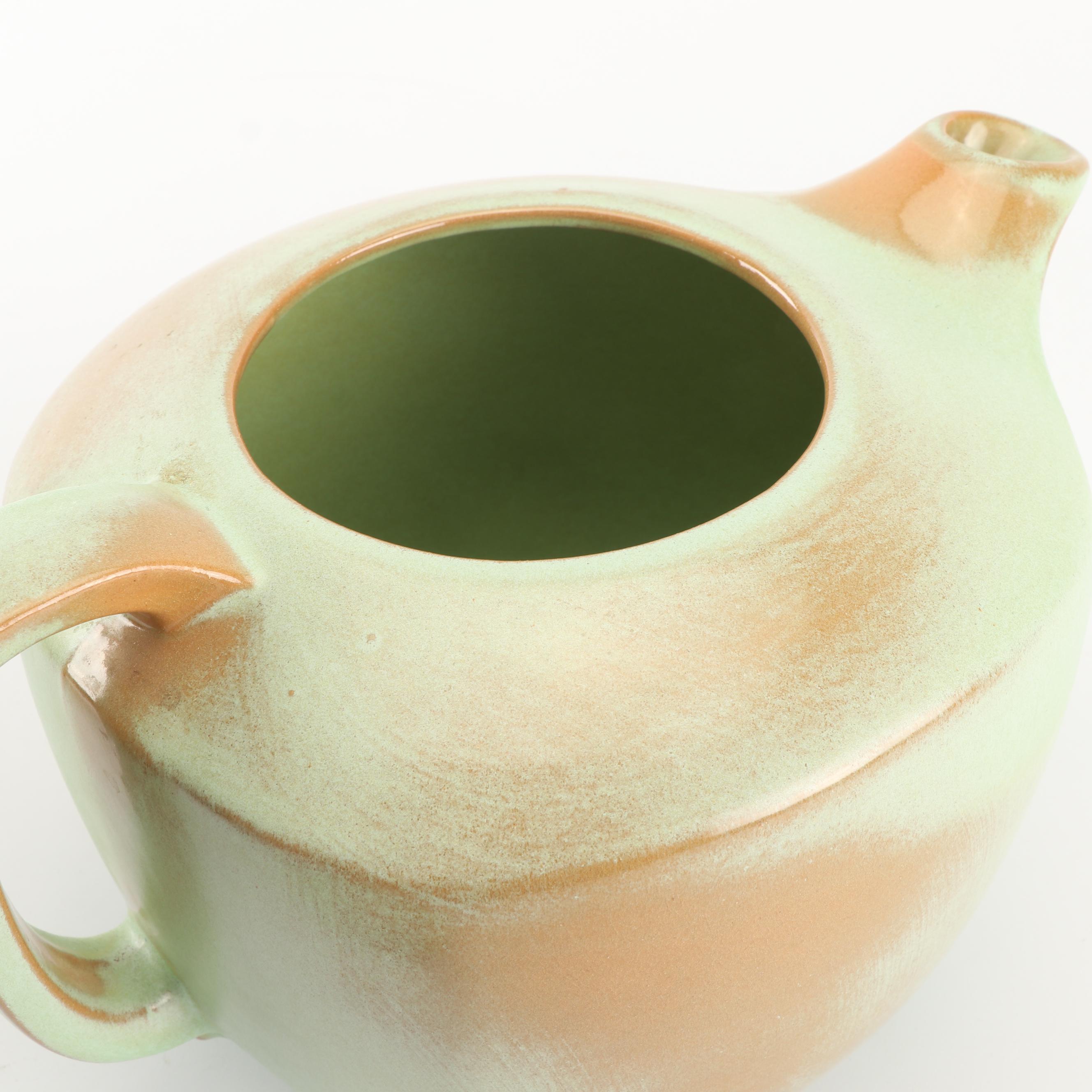 Frankoma Pottery "Prairie Green" Teapot, Pitcher, Cup, and Vase