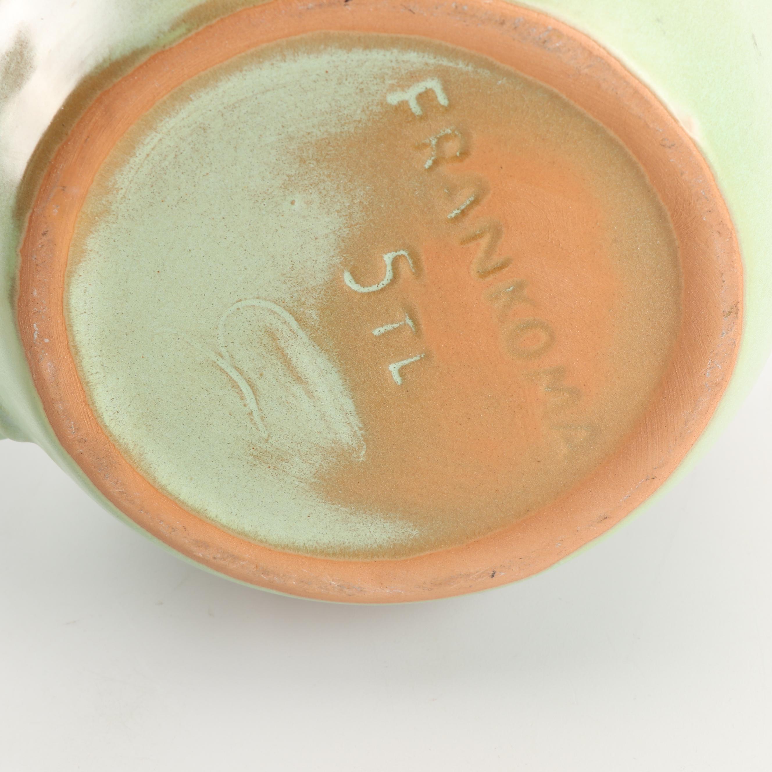 Frankoma Pottery "Prairie Green" Teapot, Pitcher, Cup, and Vase