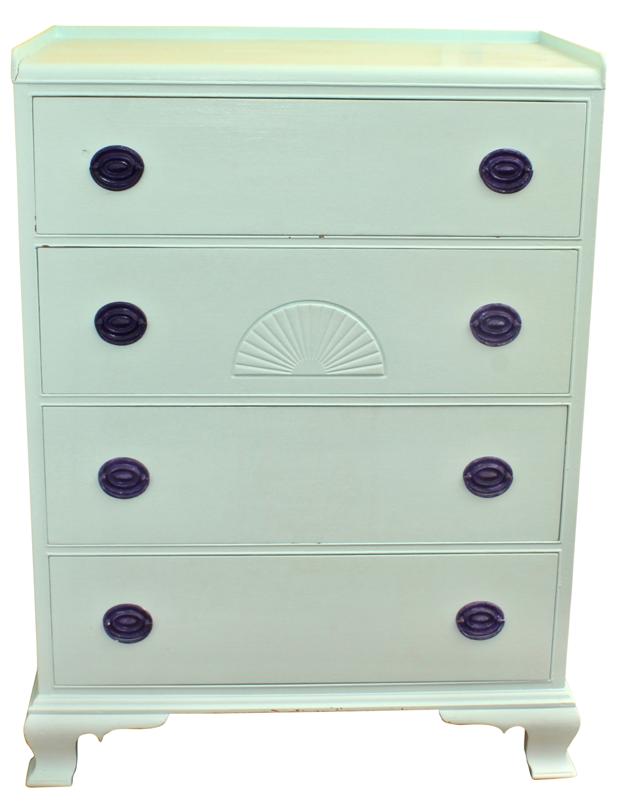 Hand Painted Side Table, 19th Century and Painted Wood Dresser, 20th Century