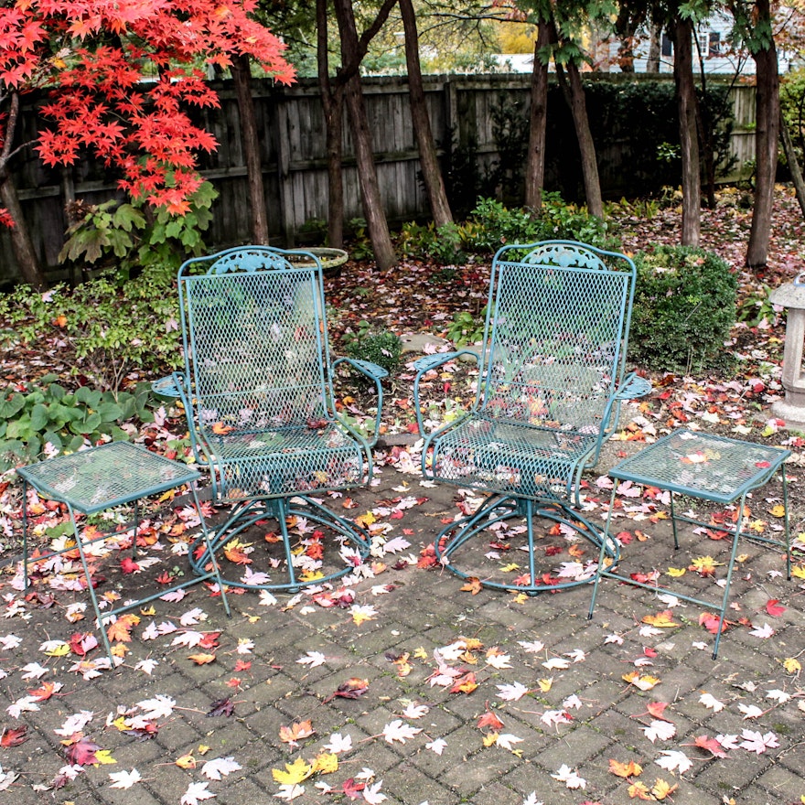 Green Metal Patio Chairs and Tables