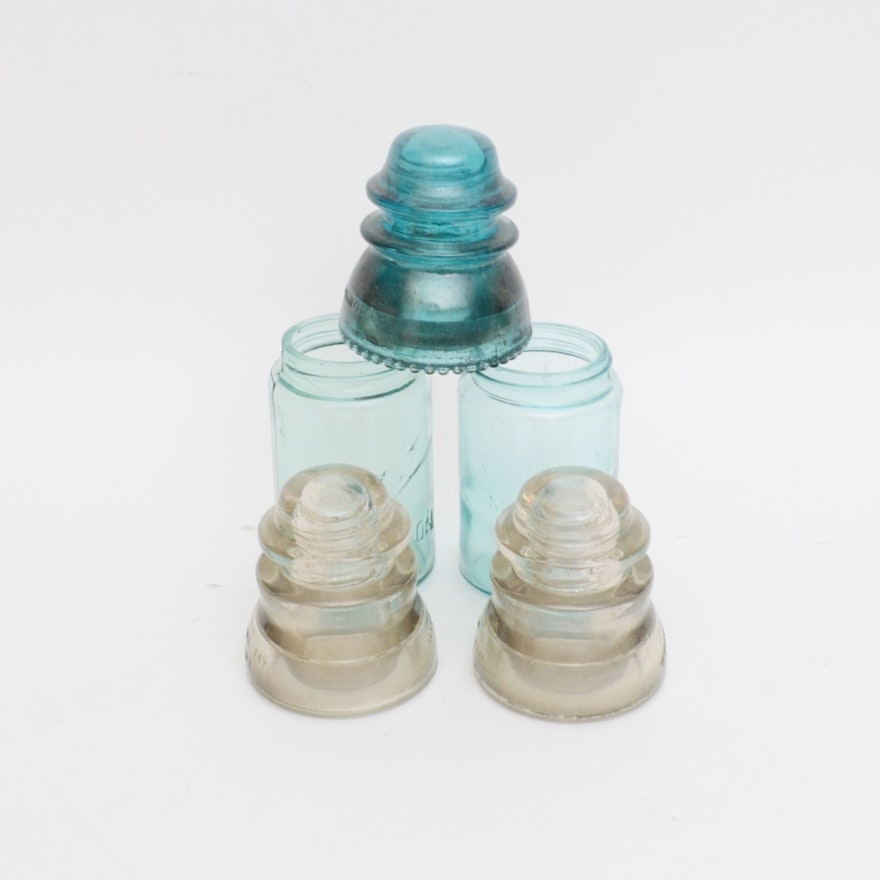 Vintage Insulators and Mason Jars