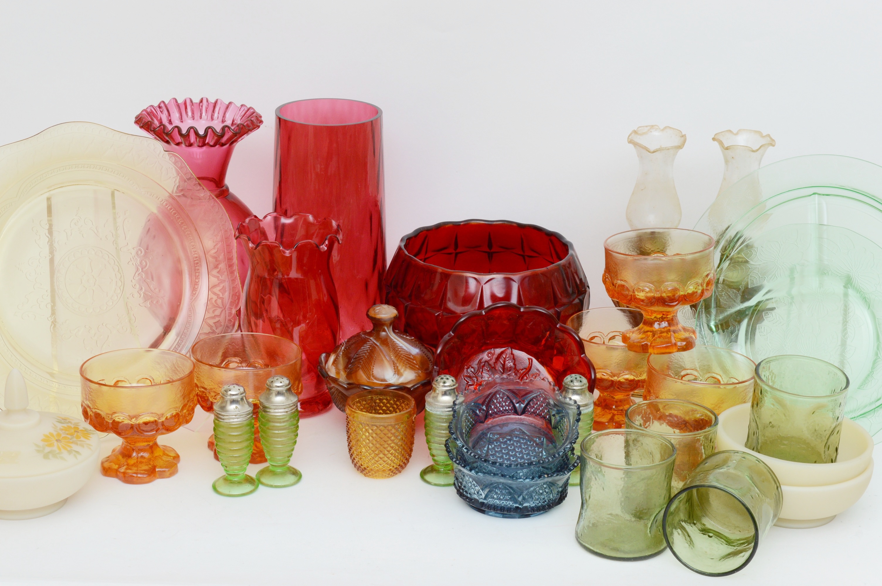 Mixed Vintage Glass Tableware Collection