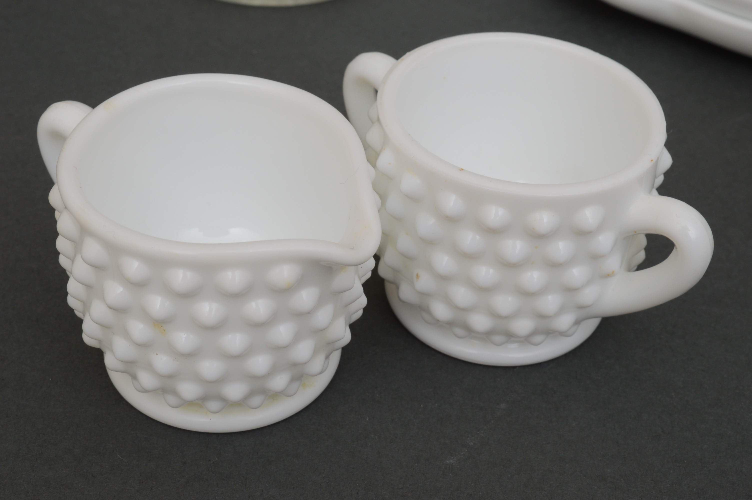 Collection of Milk Glass Luncheon Plates and Cups