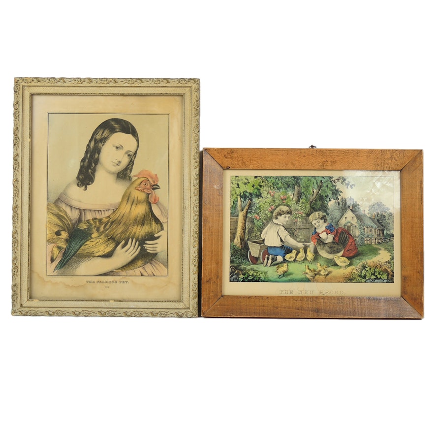 Hand Colored Lithographs Including Currier and Ives