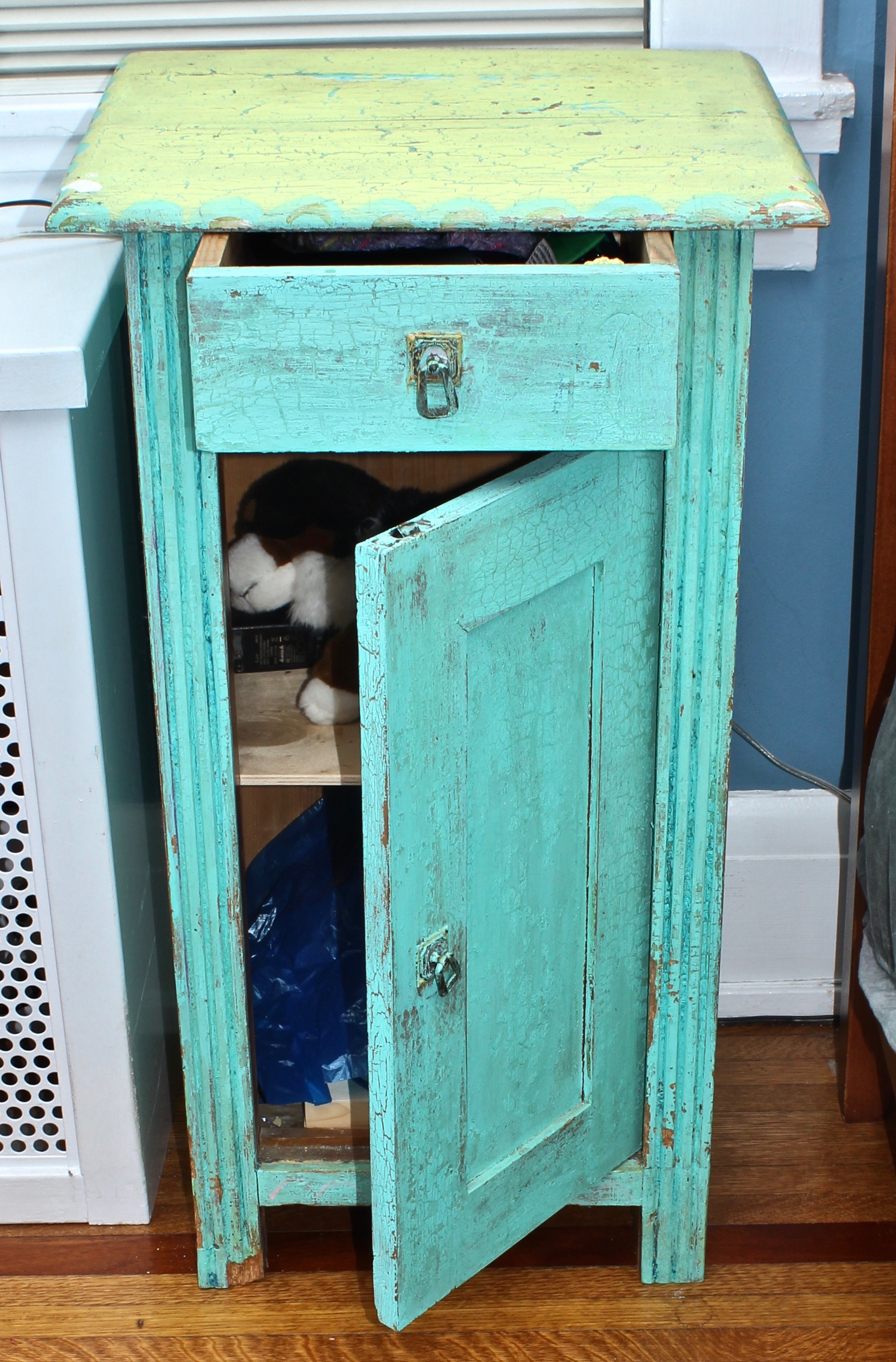 Hand Painted Side Table, 19th Century and Painted Wood Dresser, 20th Century