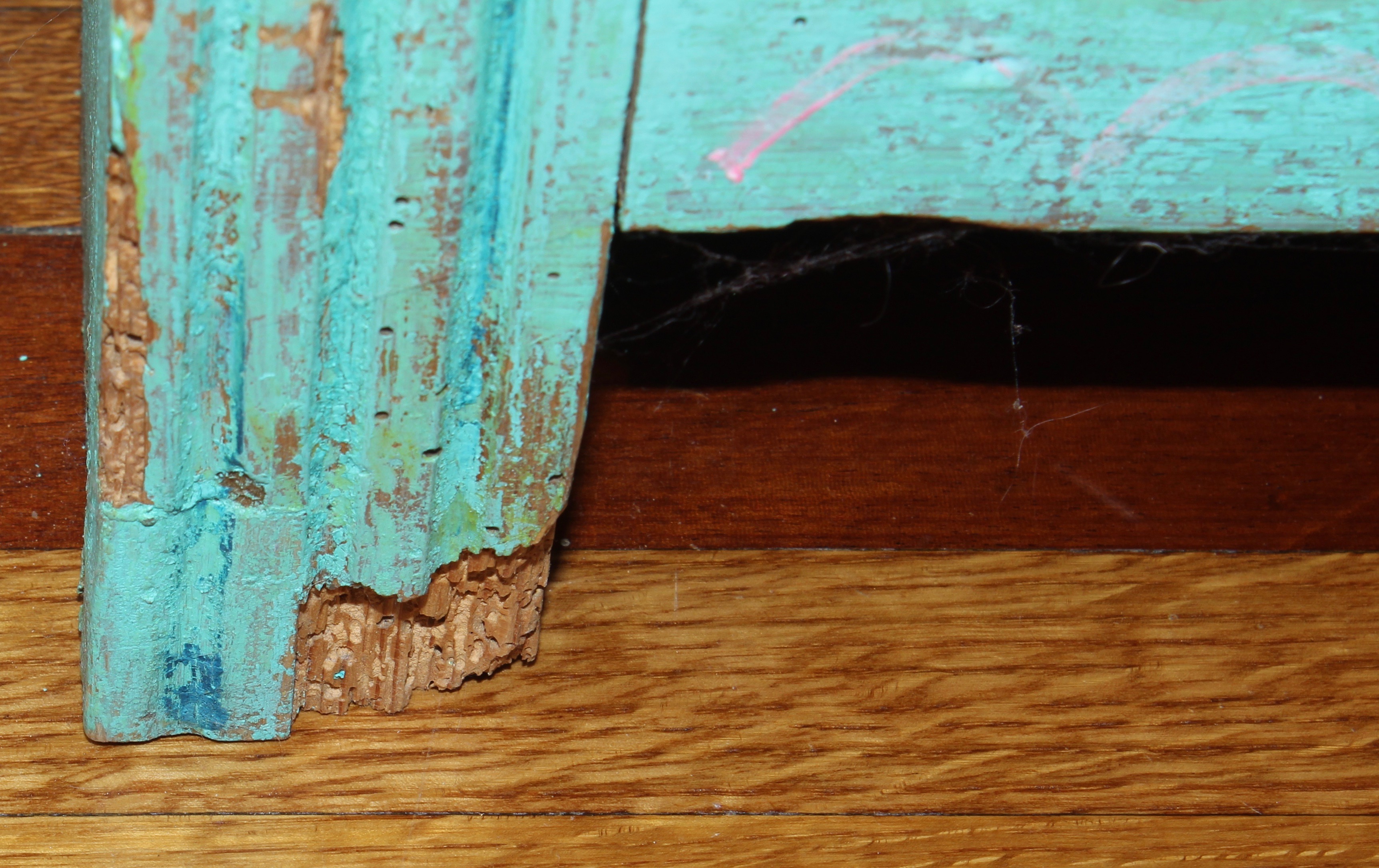 Hand Painted Side Table, 19th Century and Painted Wood Dresser, 20th Century