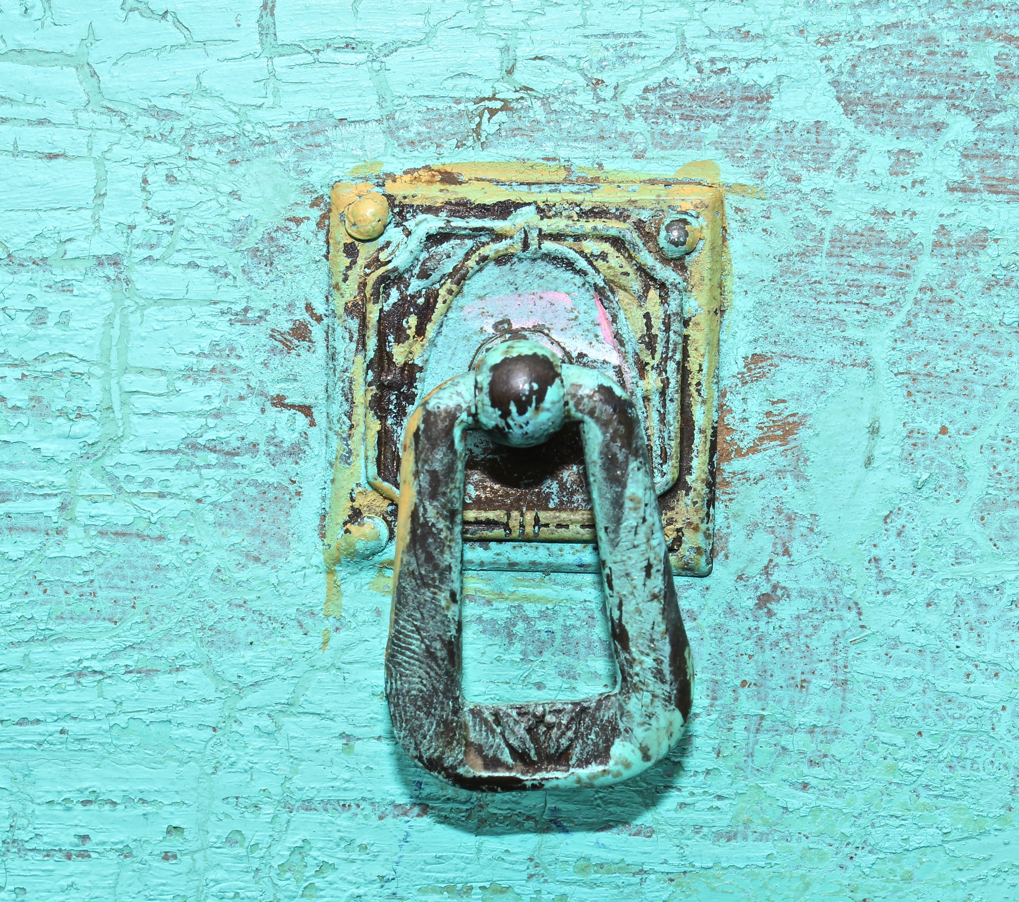 Hand Painted Side Table, 19th Century and Painted Wood Dresser, 20th Century