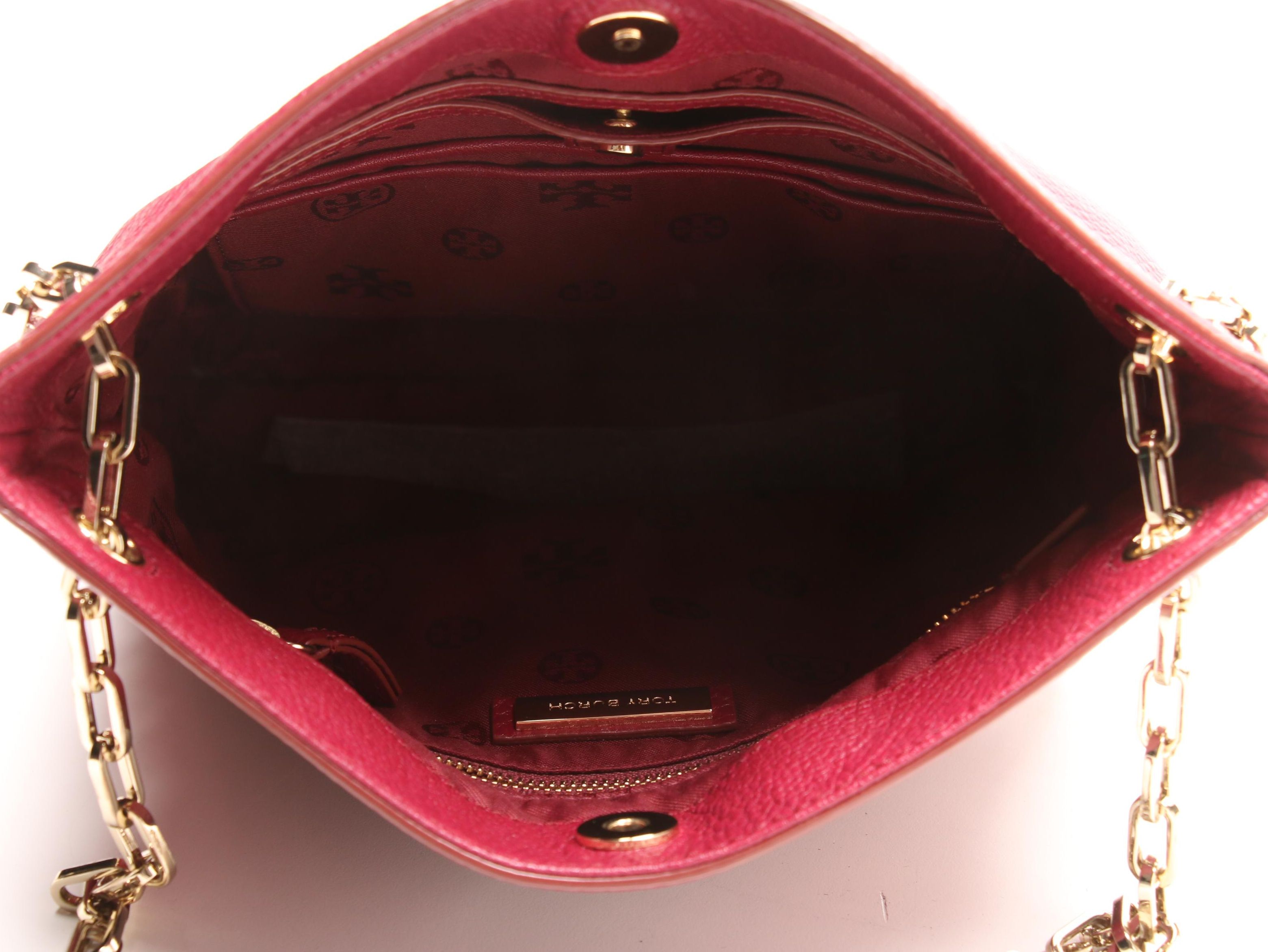 Tory Burch Burgundy Leather Shoulder Bag