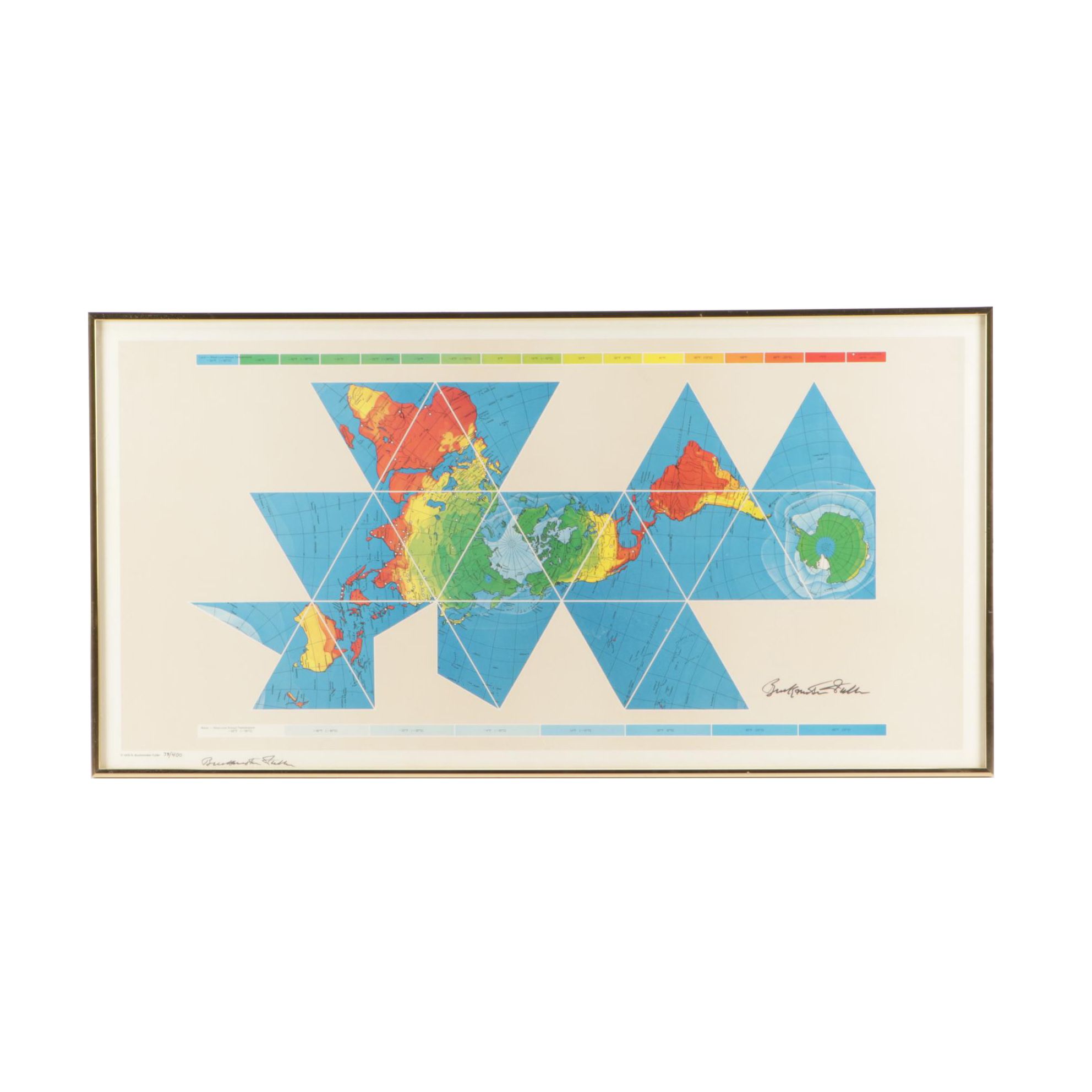 Buckminster Fuller Limited Edition Offset Lithograph of World Map