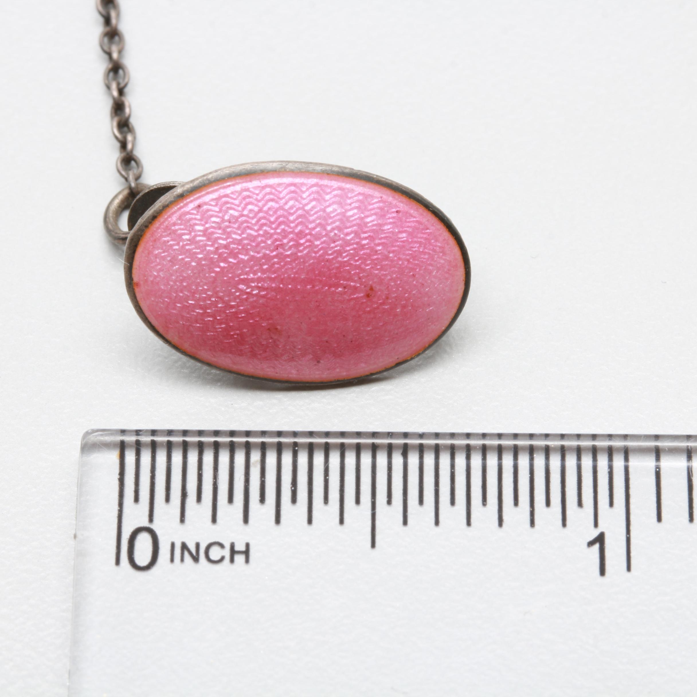 Early 1900s A.L. Lindroth Company Sterling Silver Guilloché Enamel Sweater Clips