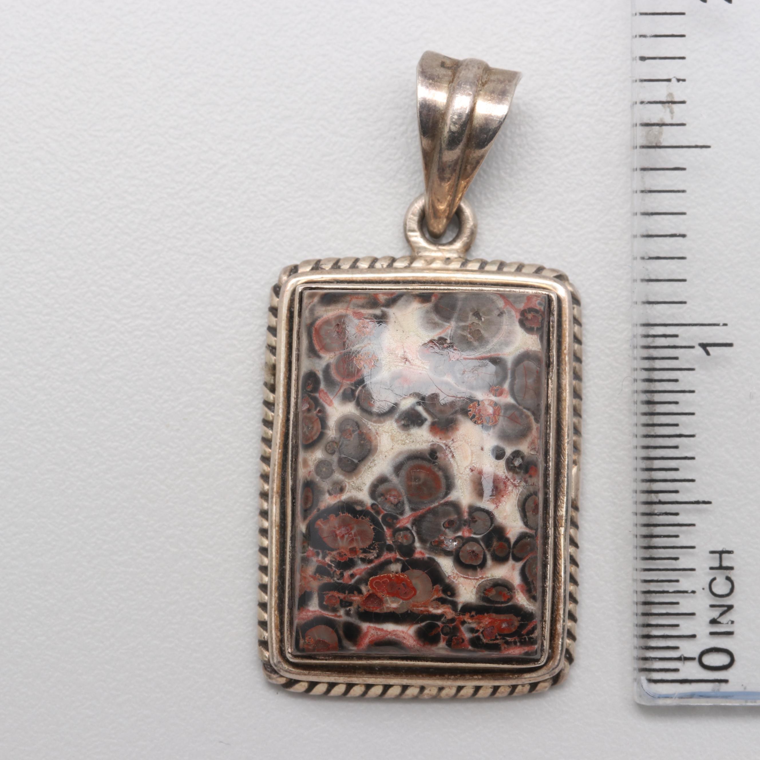 Sterling Silver Jasper, Larimar and Dyed Howlite Earrings, Pendant and Brooch