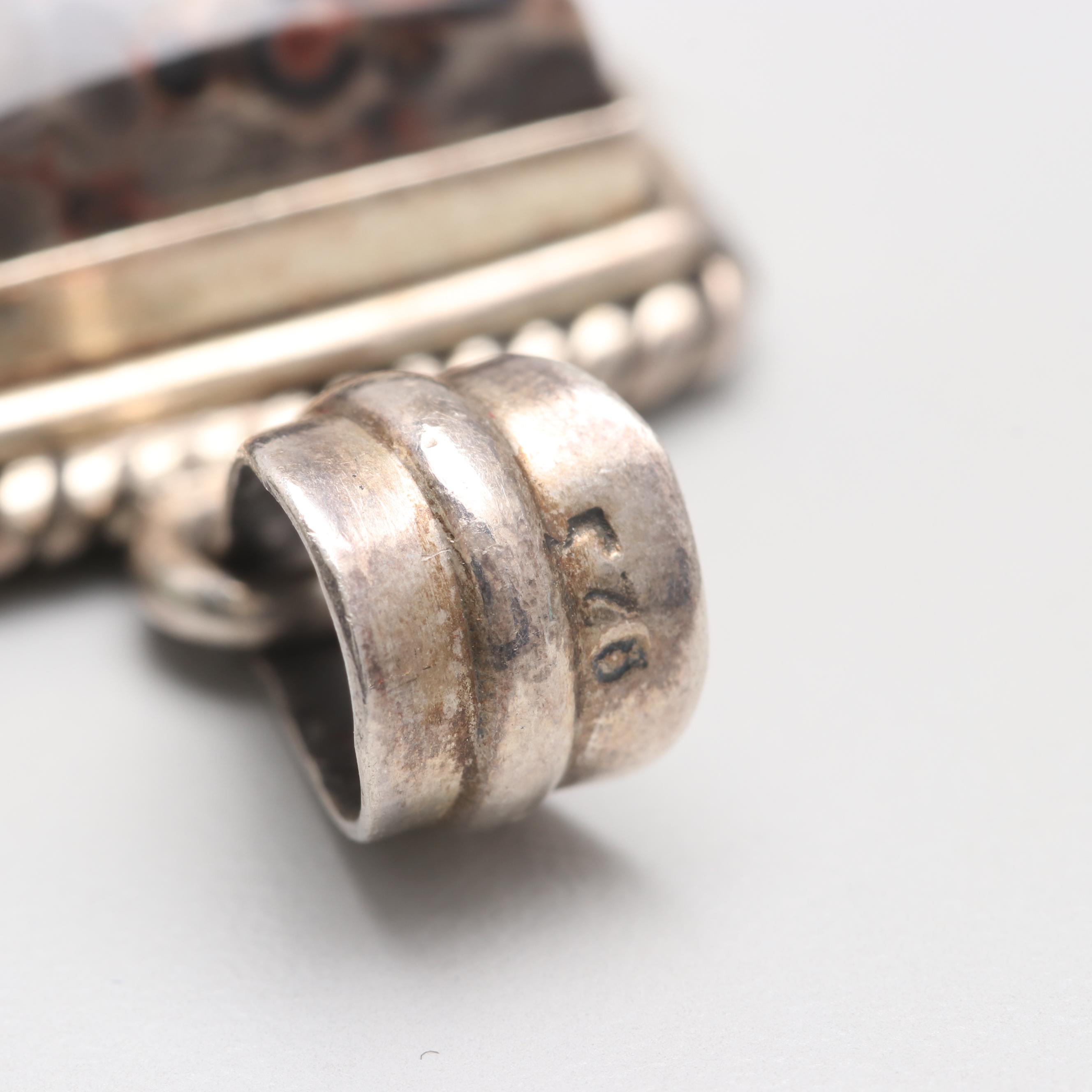 Sterling Silver Jasper, Larimar and Dyed Howlite Earrings, Pendant and Brooch