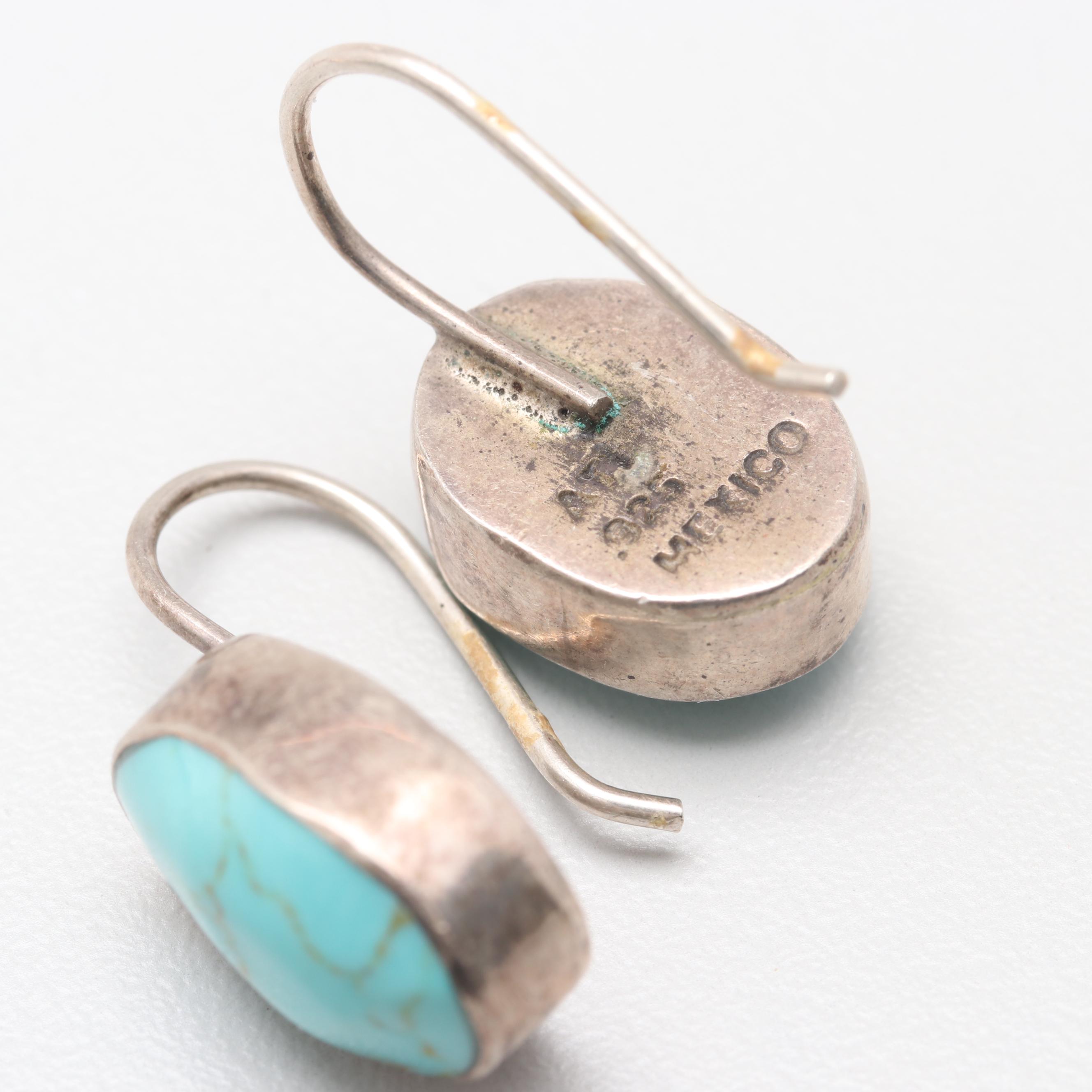 Sterling Silver Jasper, Larimar and Dyed Howlite Earrings, Pendant and Brooch