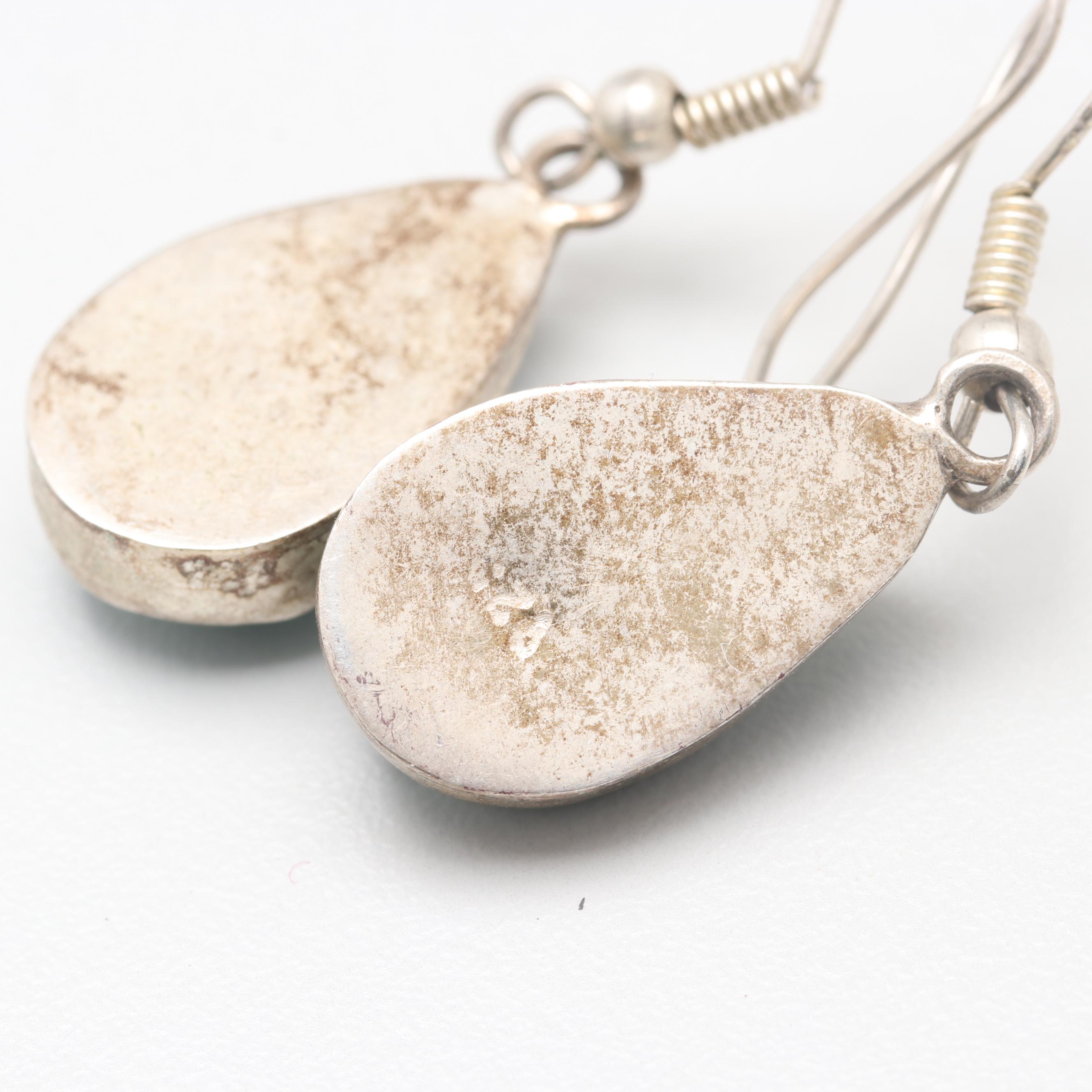 Sterling Silver Jasper, Larimar and Dyed Howlite Earrings, Pendant and Brooch