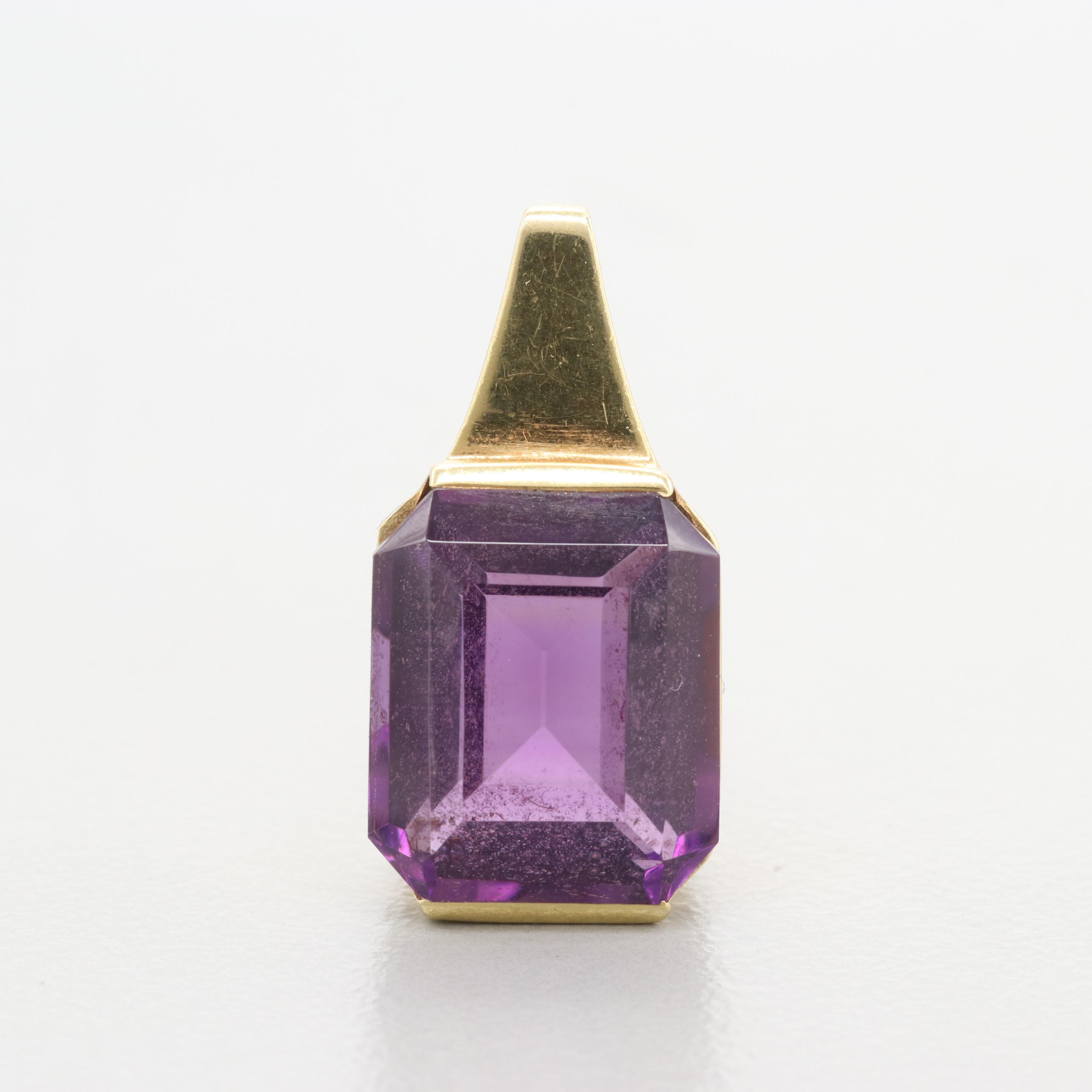 14K Yellow Gold Amethyst Pendant