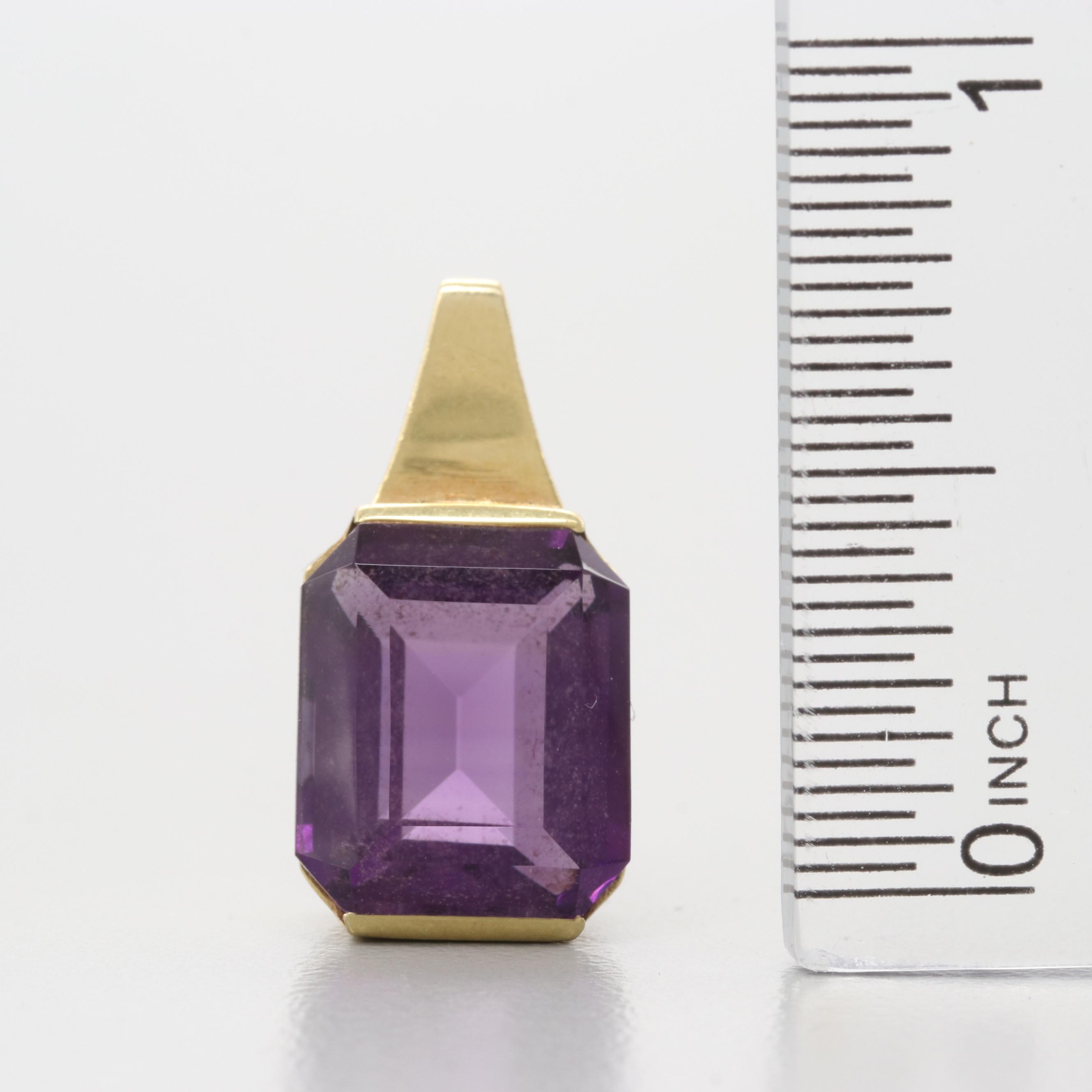 14K Yellow Gold Amethyst Pendant
