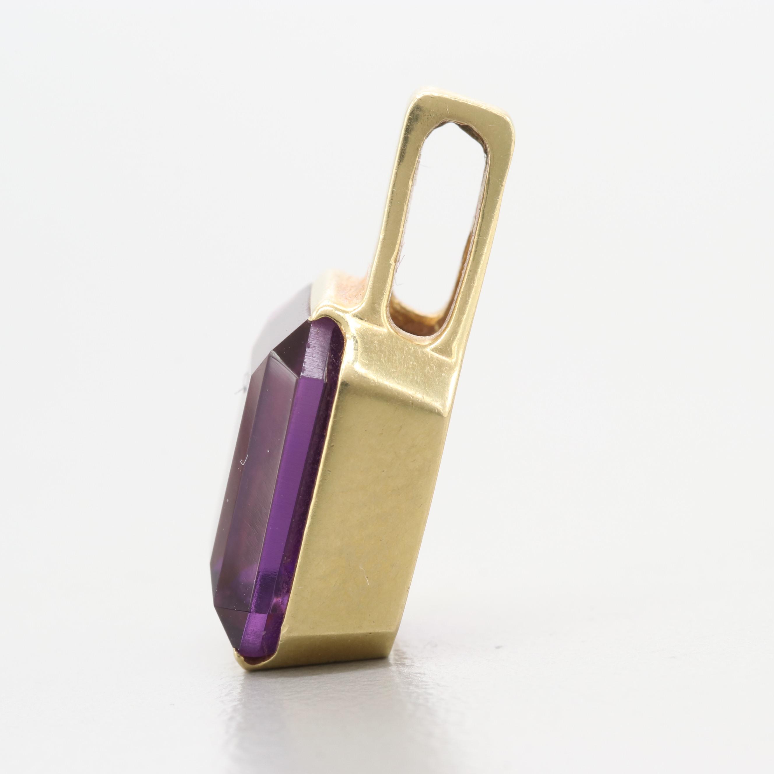 14K Yellow Gold Amethyst Pendant