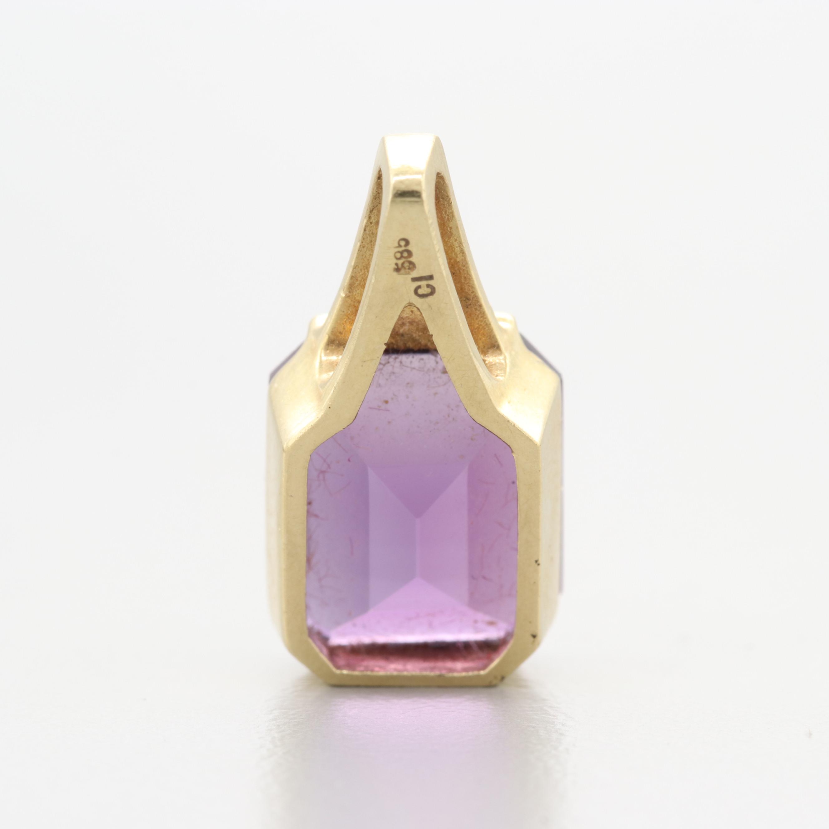 14K Yellow Gold Amethyst Pendant