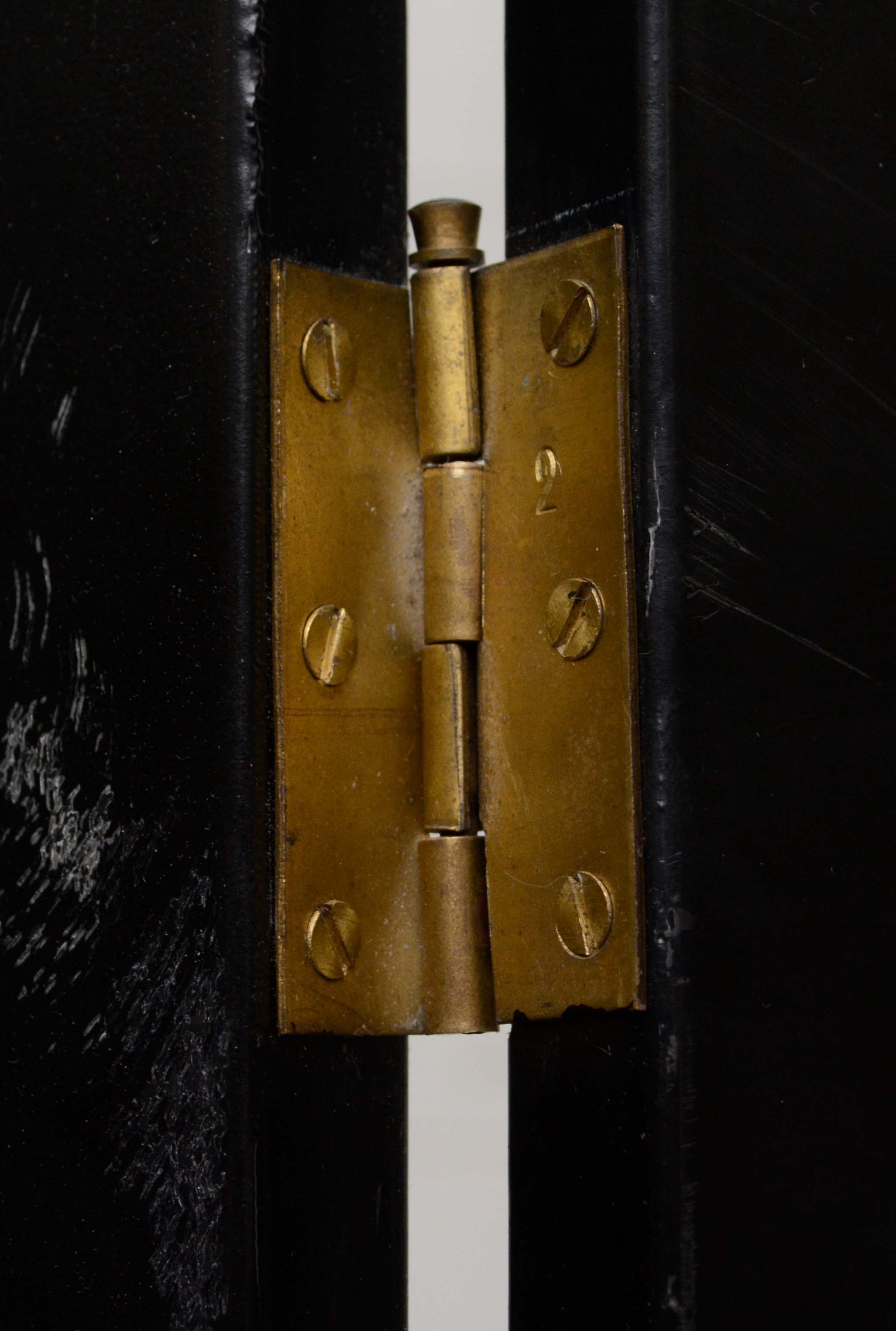 Chinese Black Lacquer and Paint-Decorated Four-Panel Screen, 20th Century